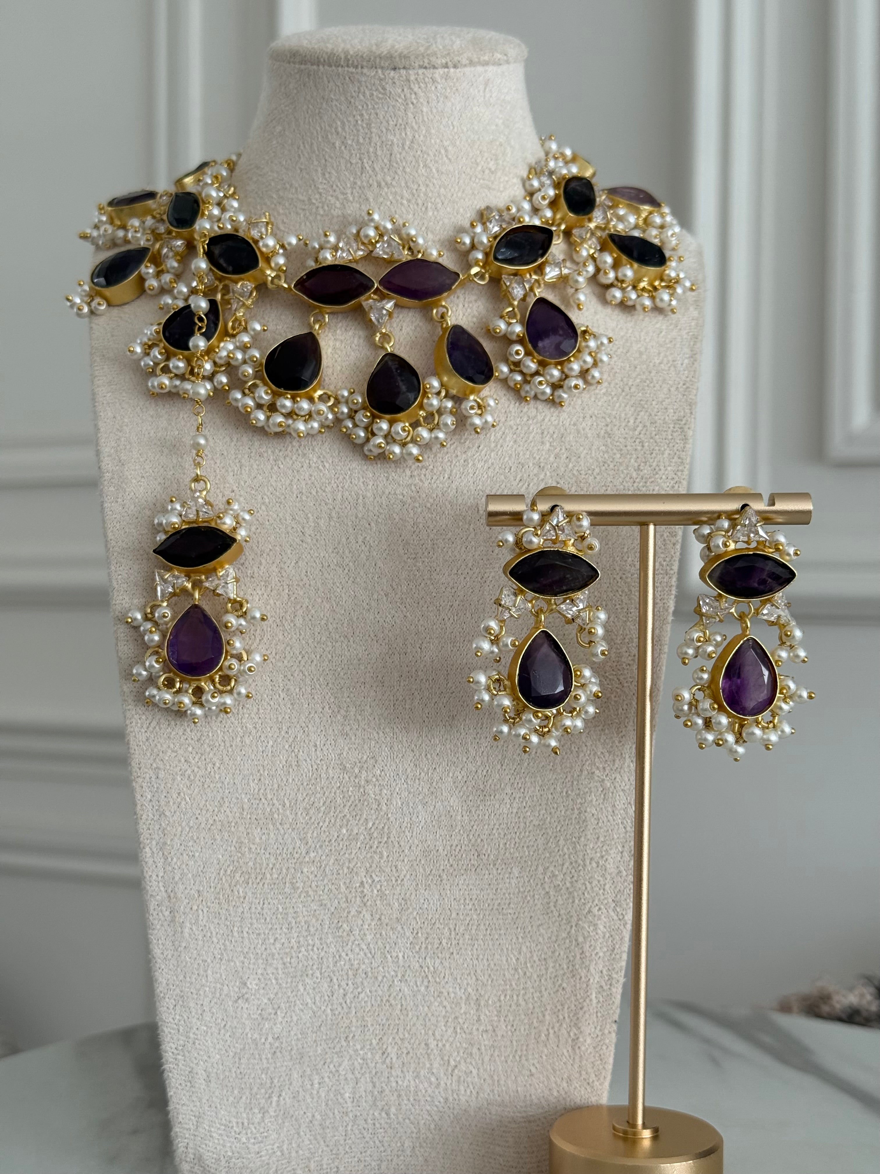 Hikmah purple necklace set
