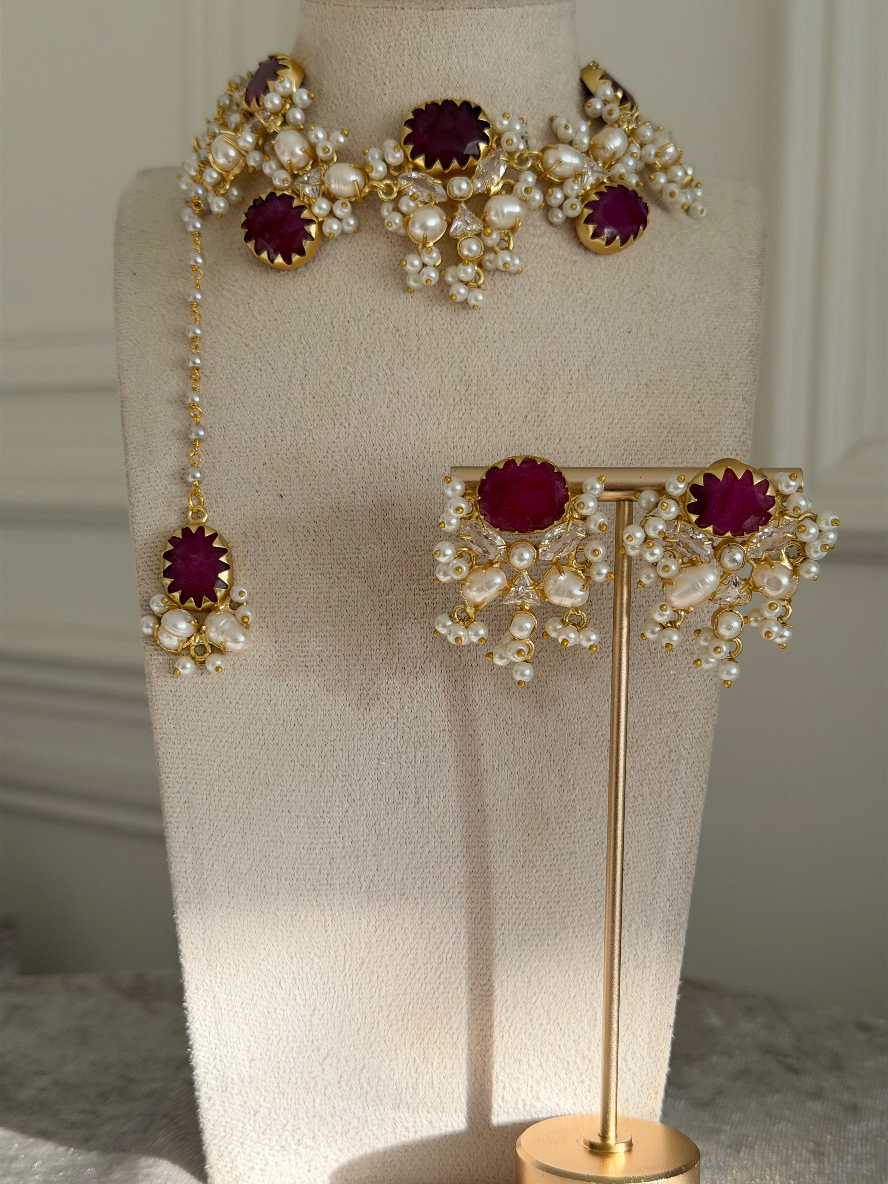 Zeina Ruby Necklace Set