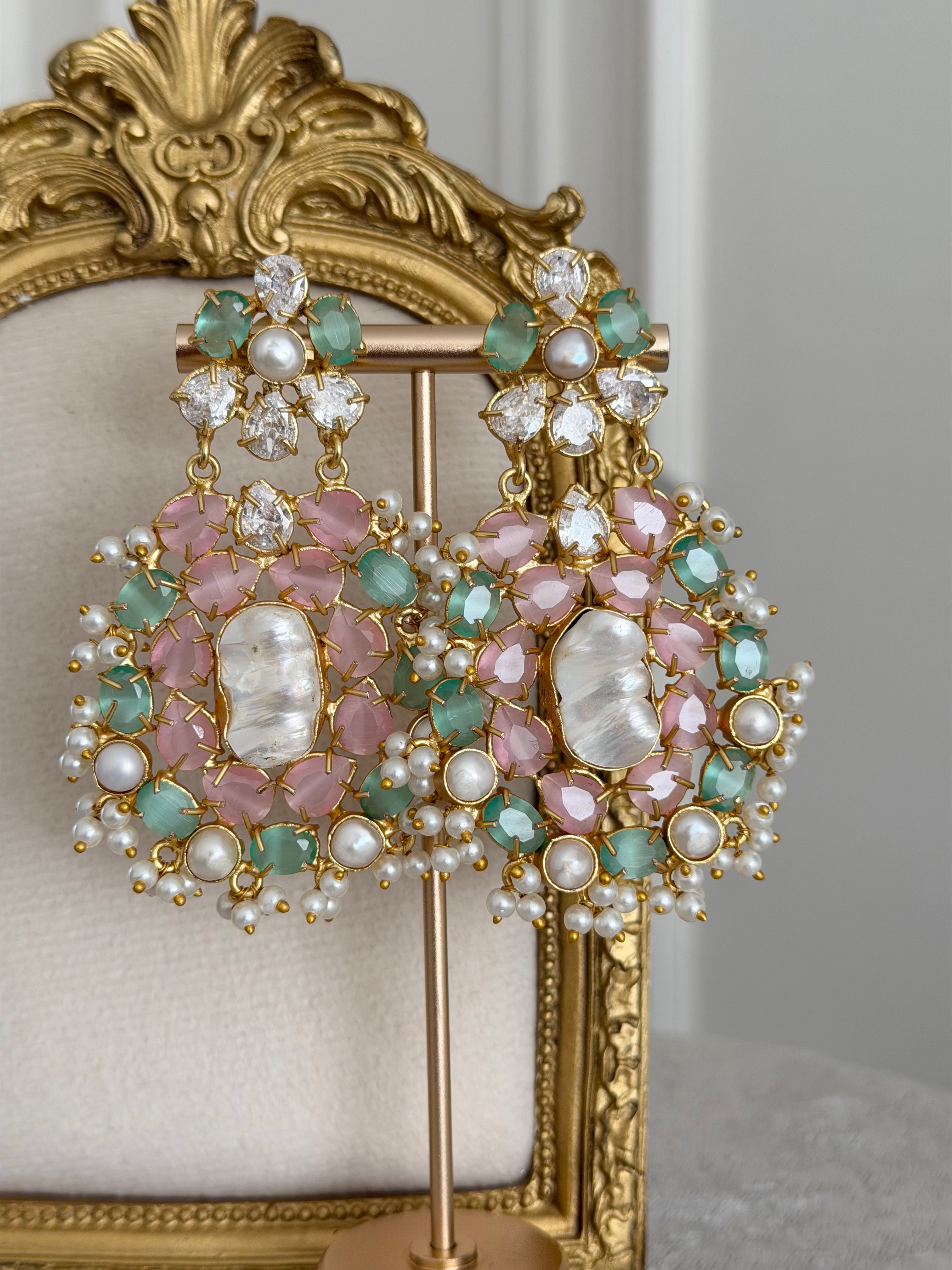Hana Pink & Mint Green Earrings