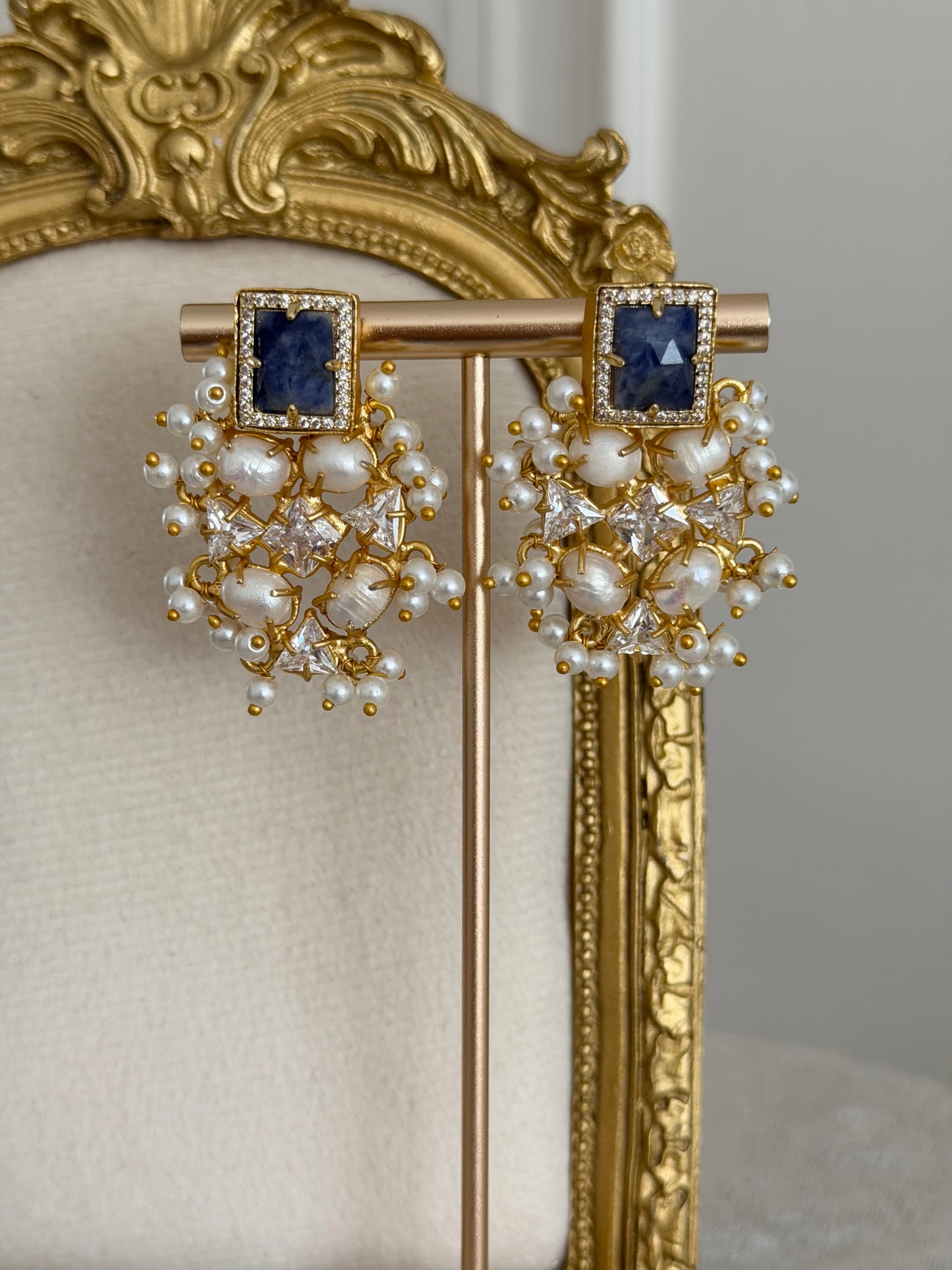 Riza Navy Blue Earrings