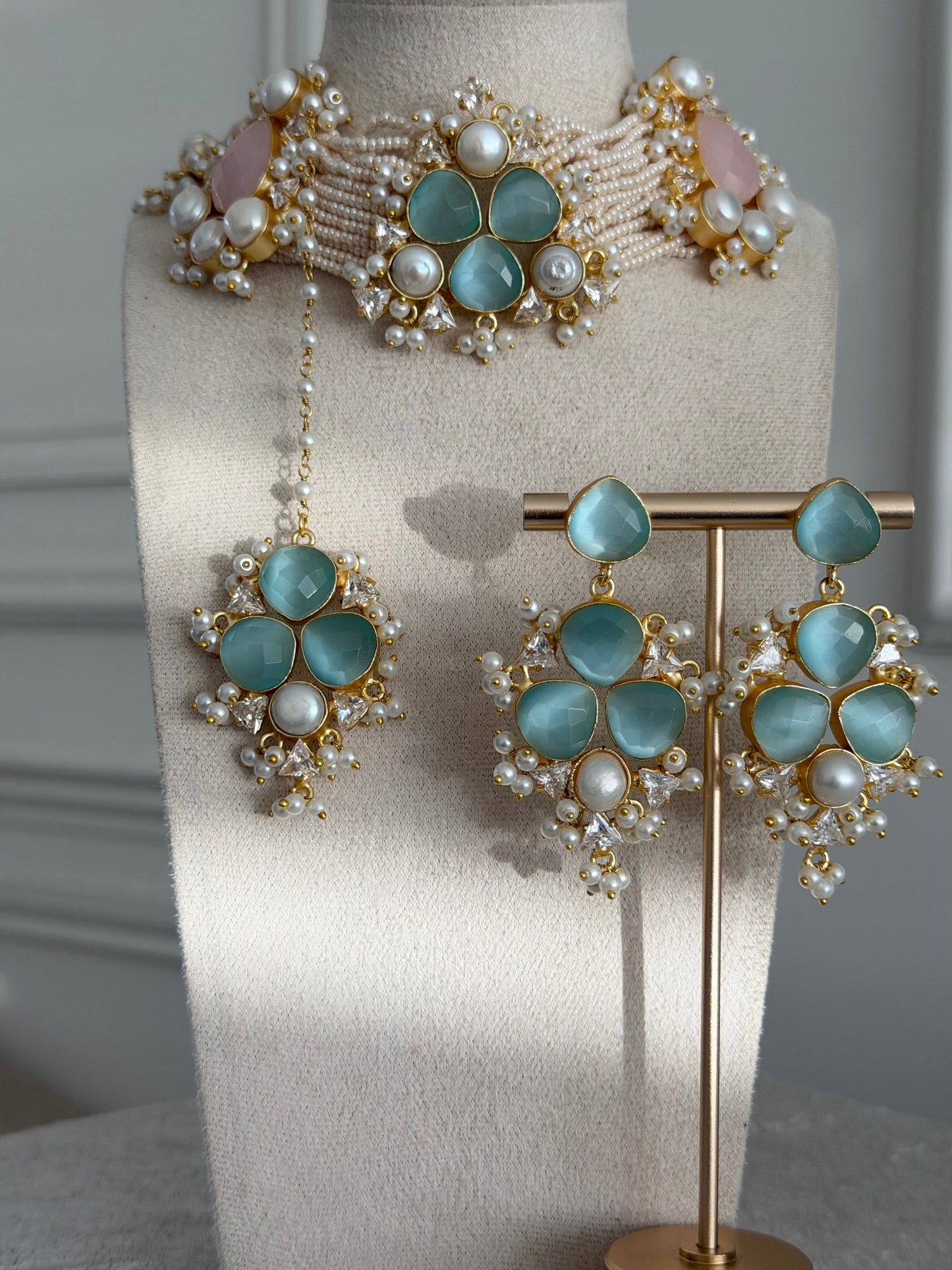Atiya Blue & Pink Necklace Set