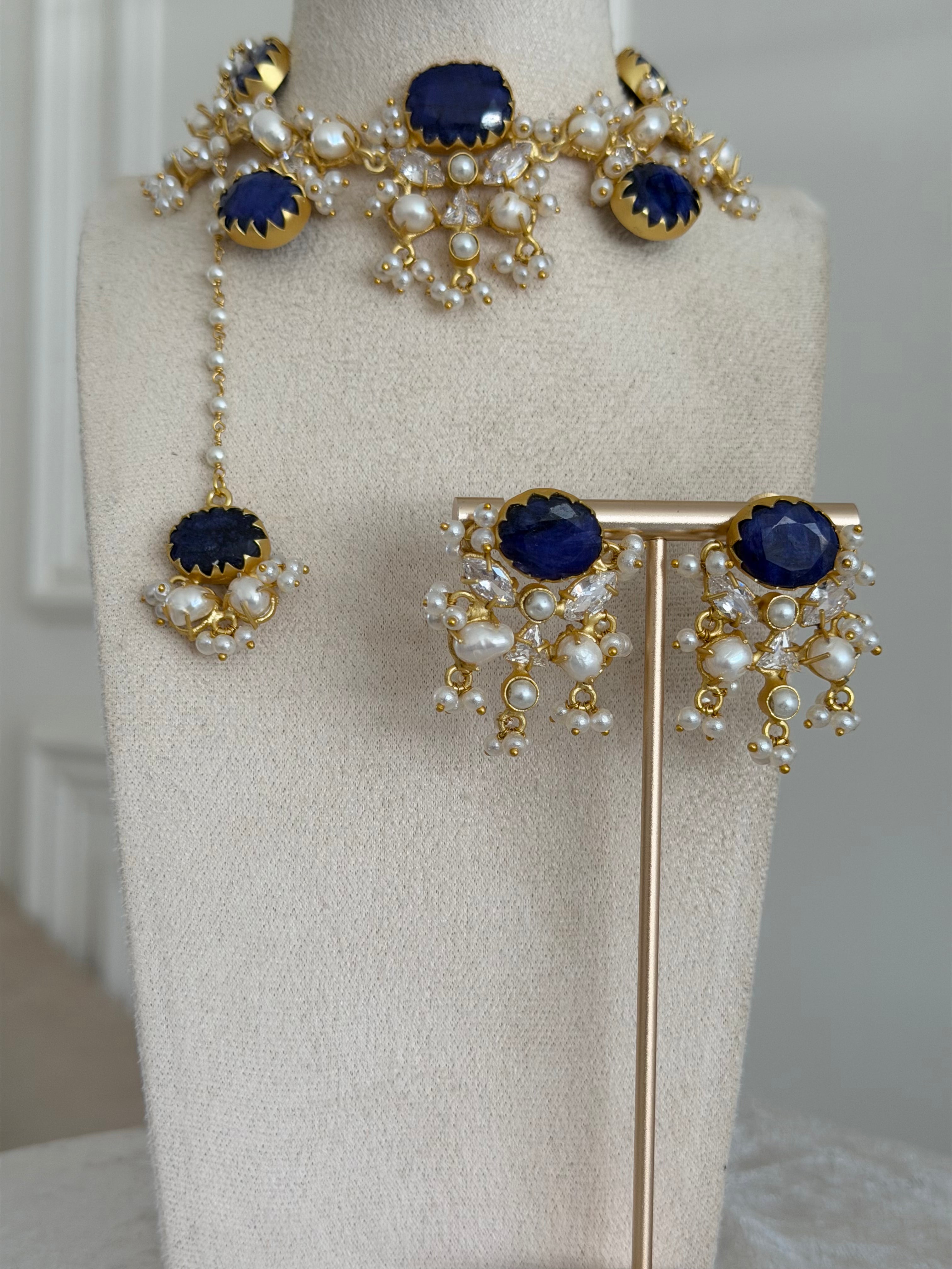 Zeina Navy Blue Necklace Set