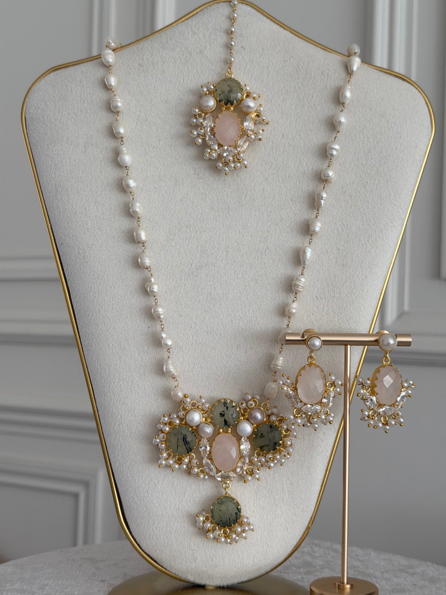 Ruba Prehnite & Rose Quartz Mala Set