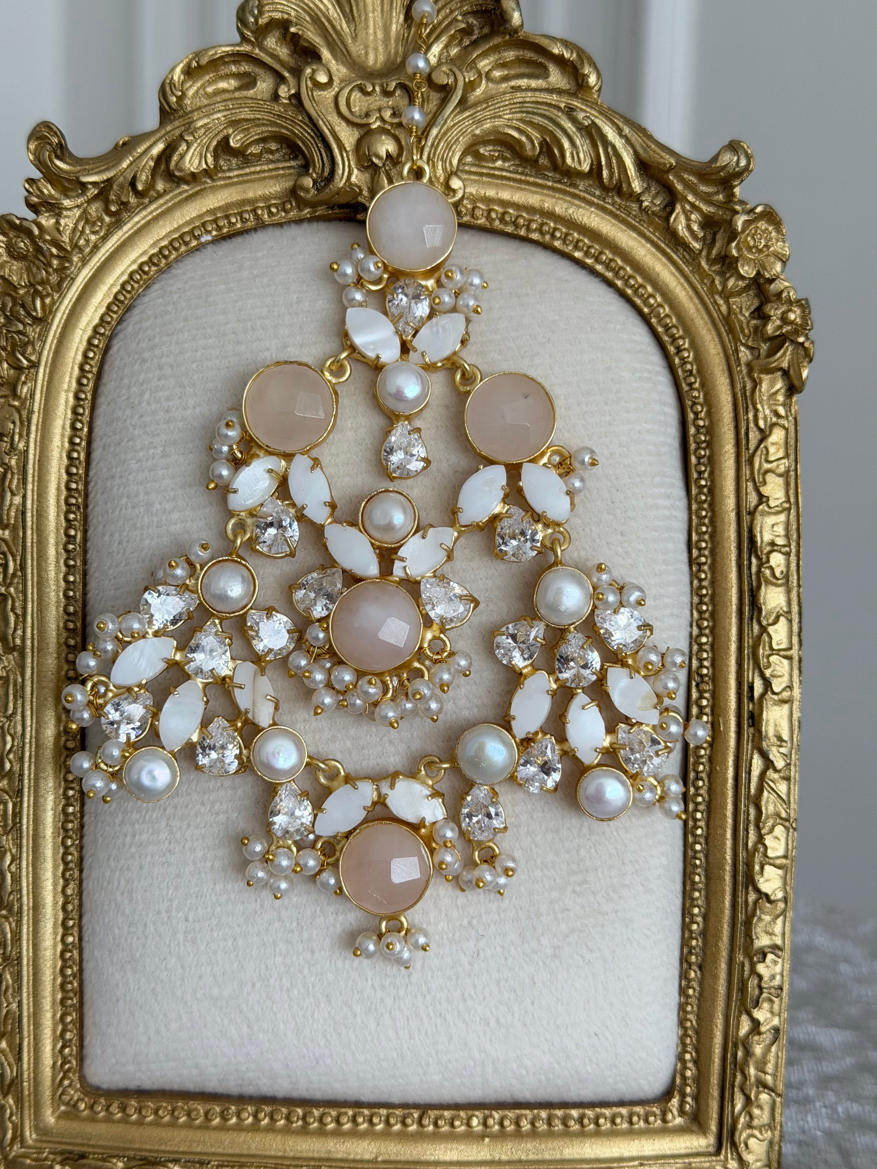 Maira Rose Quartz & White Jhumar
