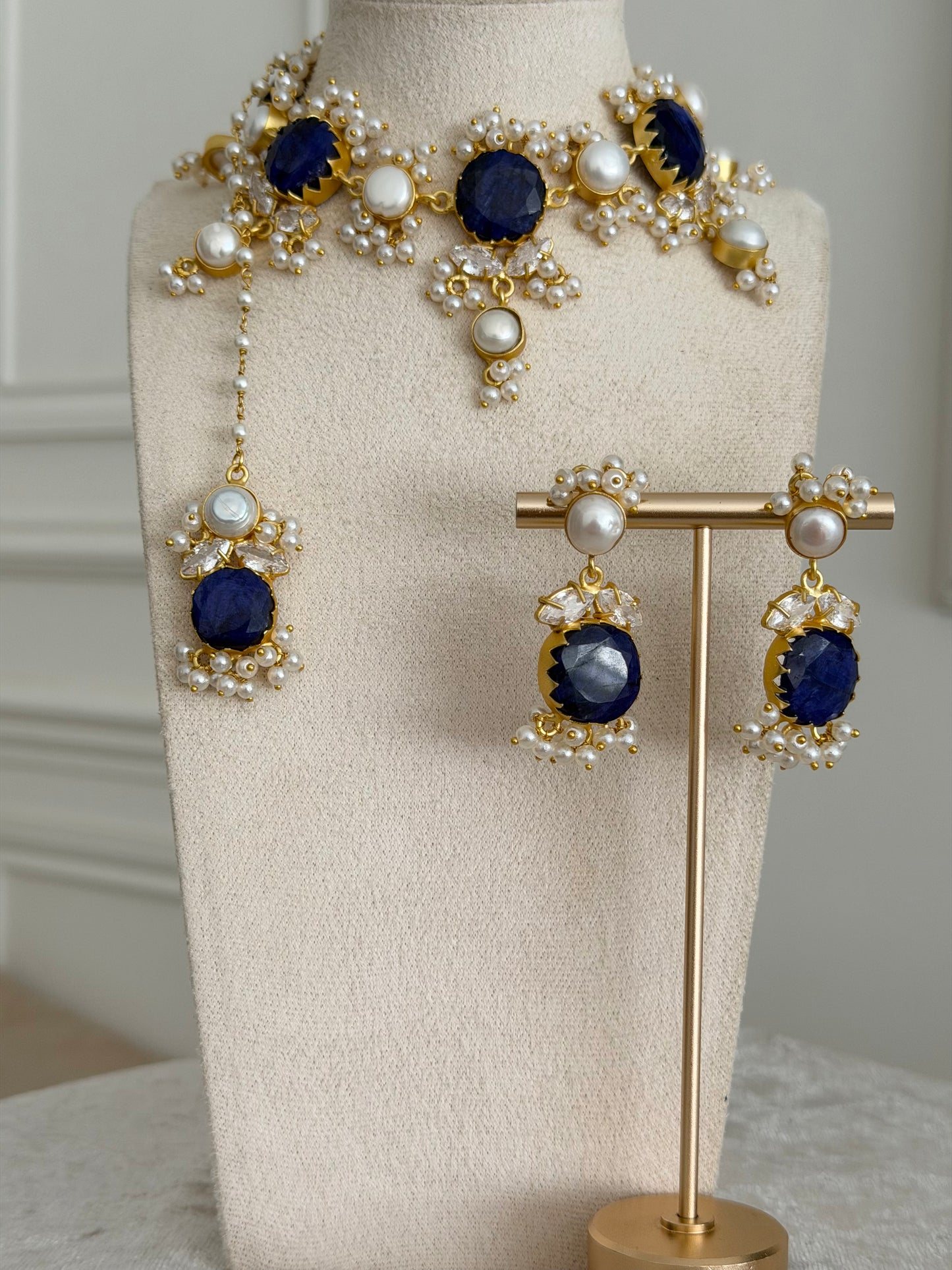 Savya Navy Blue Tikka Set