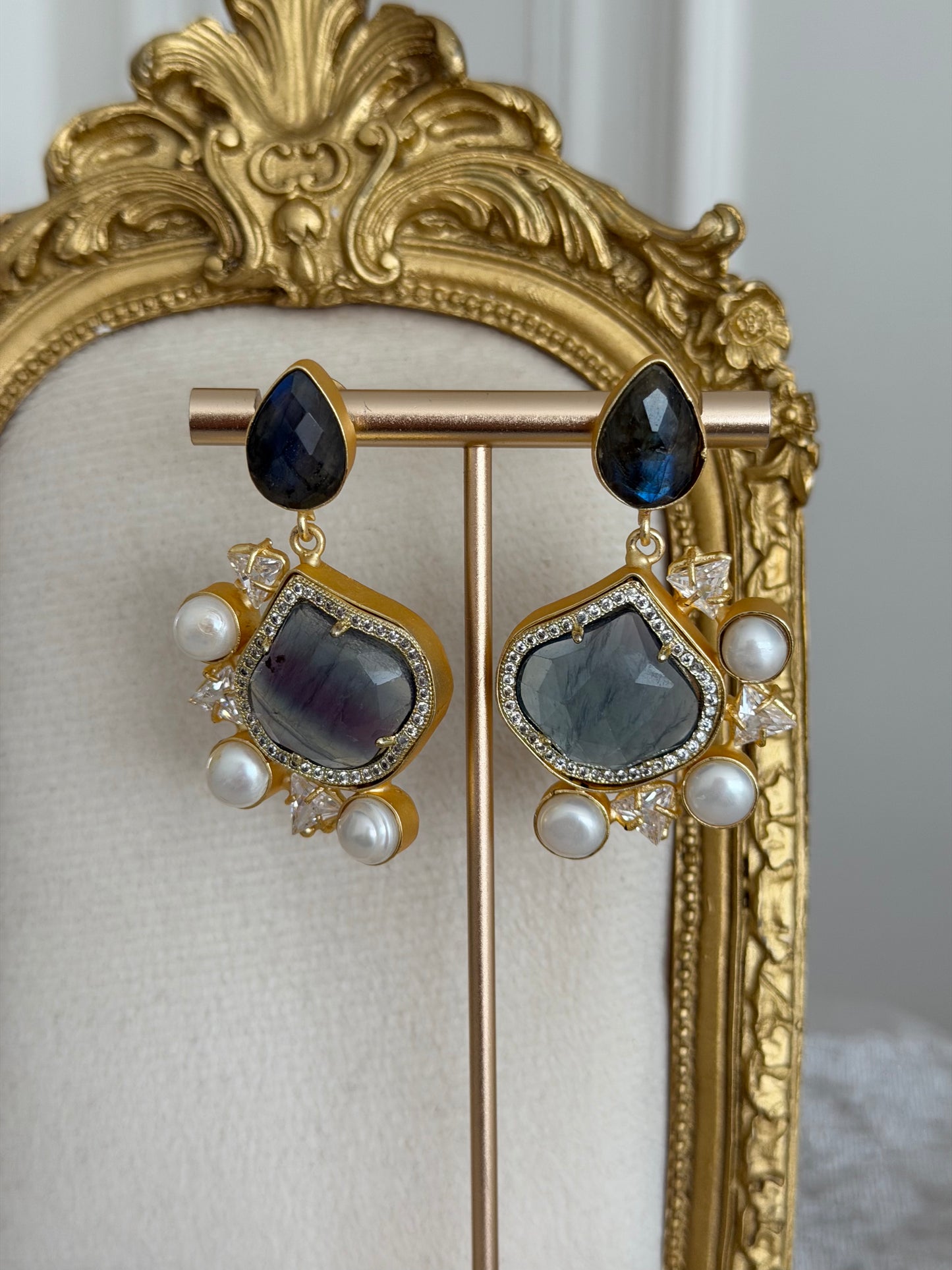 Heba Navy Earrings