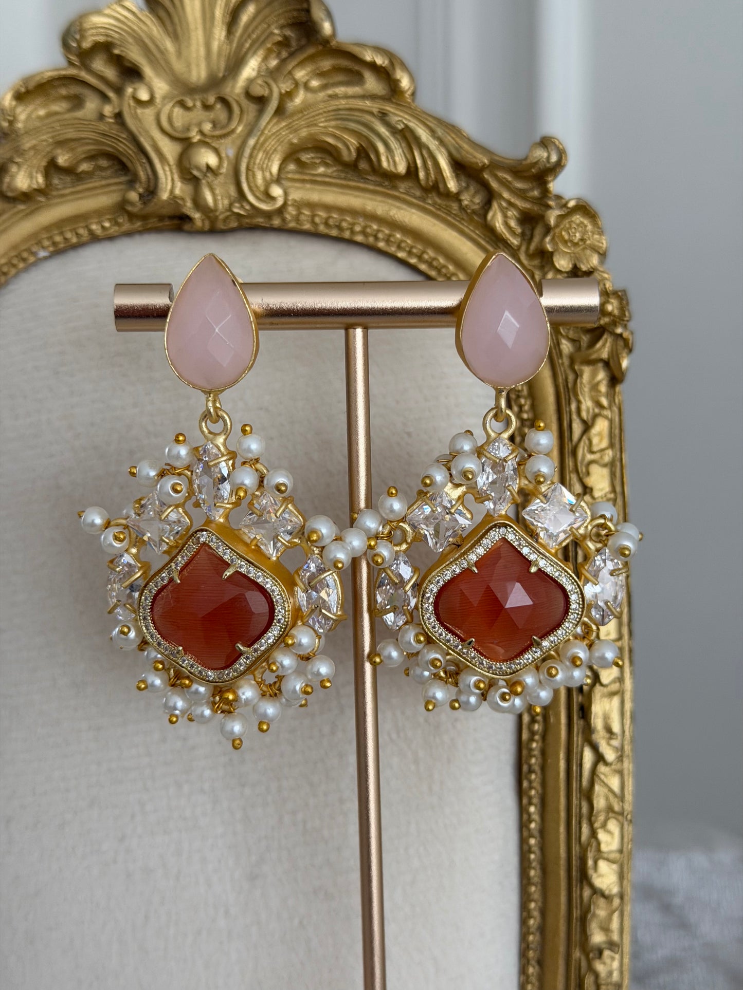 Meera Orange & Pink Earrings