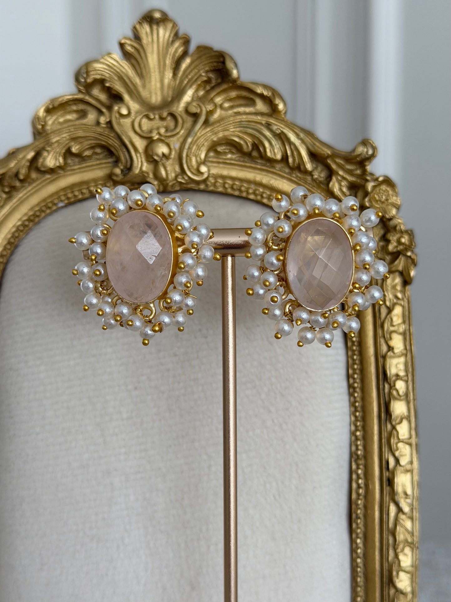 Sevda Rose Quartz Earrings