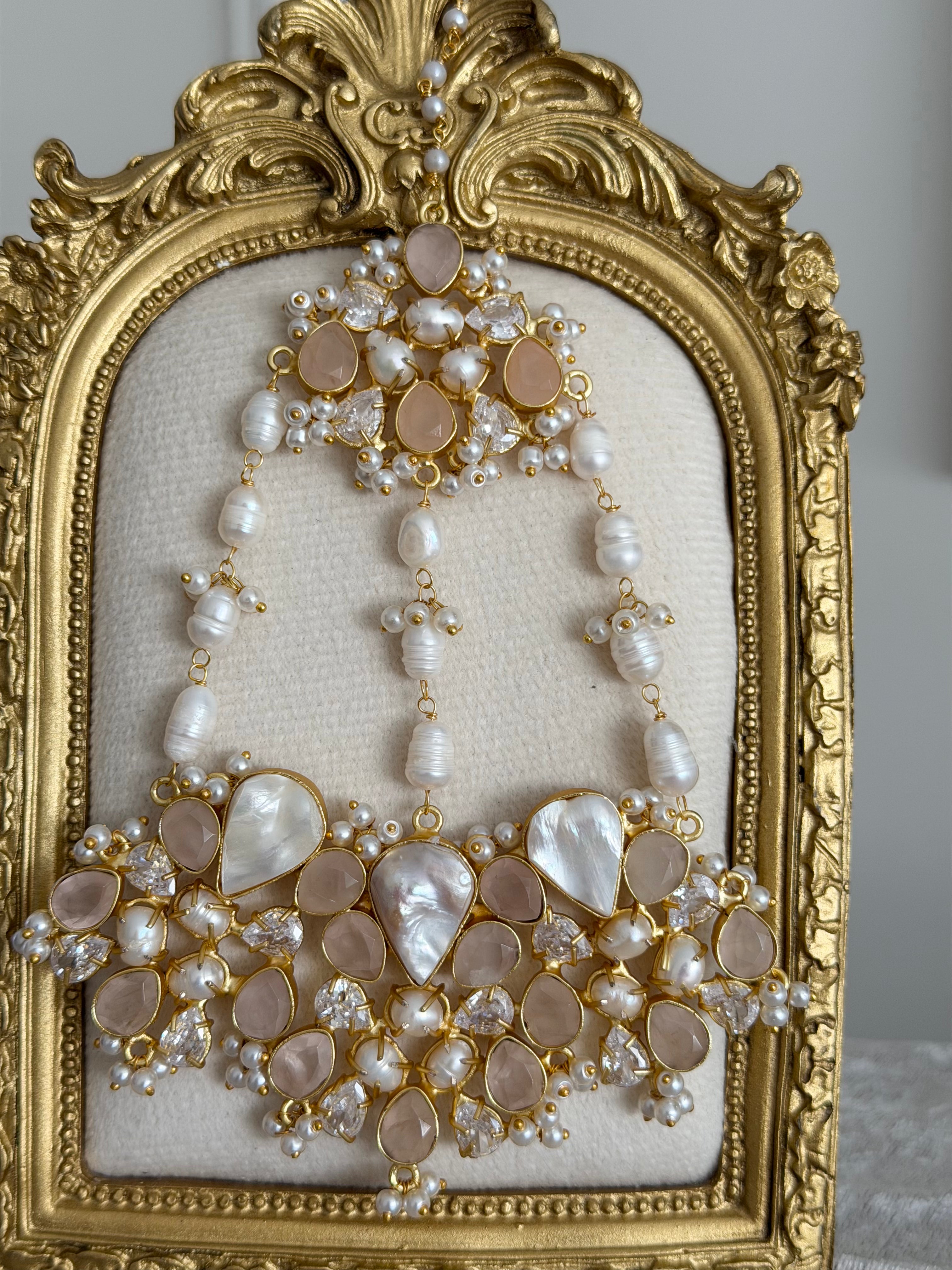 Inaaya Pearl & Rose Quartz Jhumar