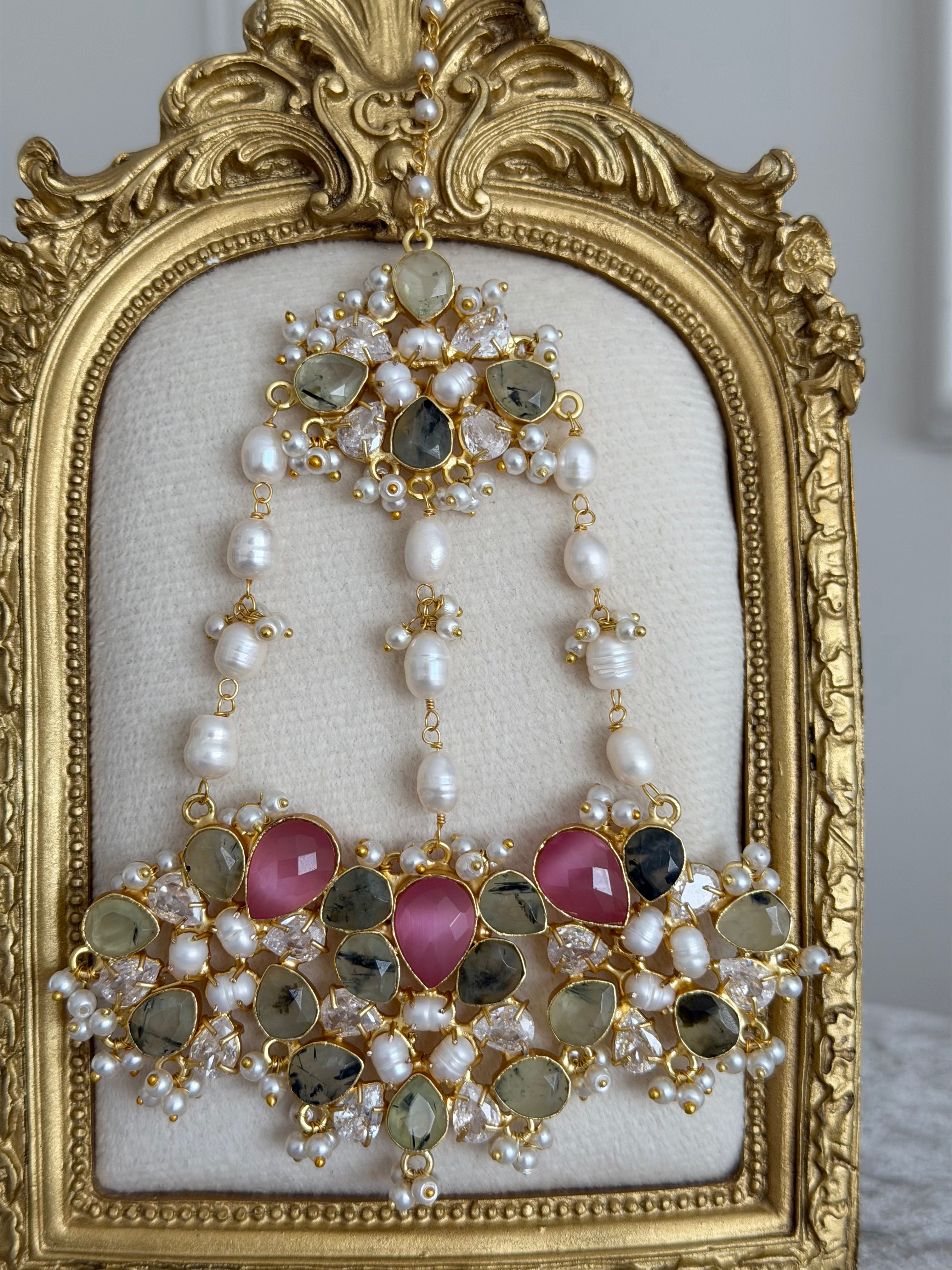 Zaria Prehnite & Pink Jhumar