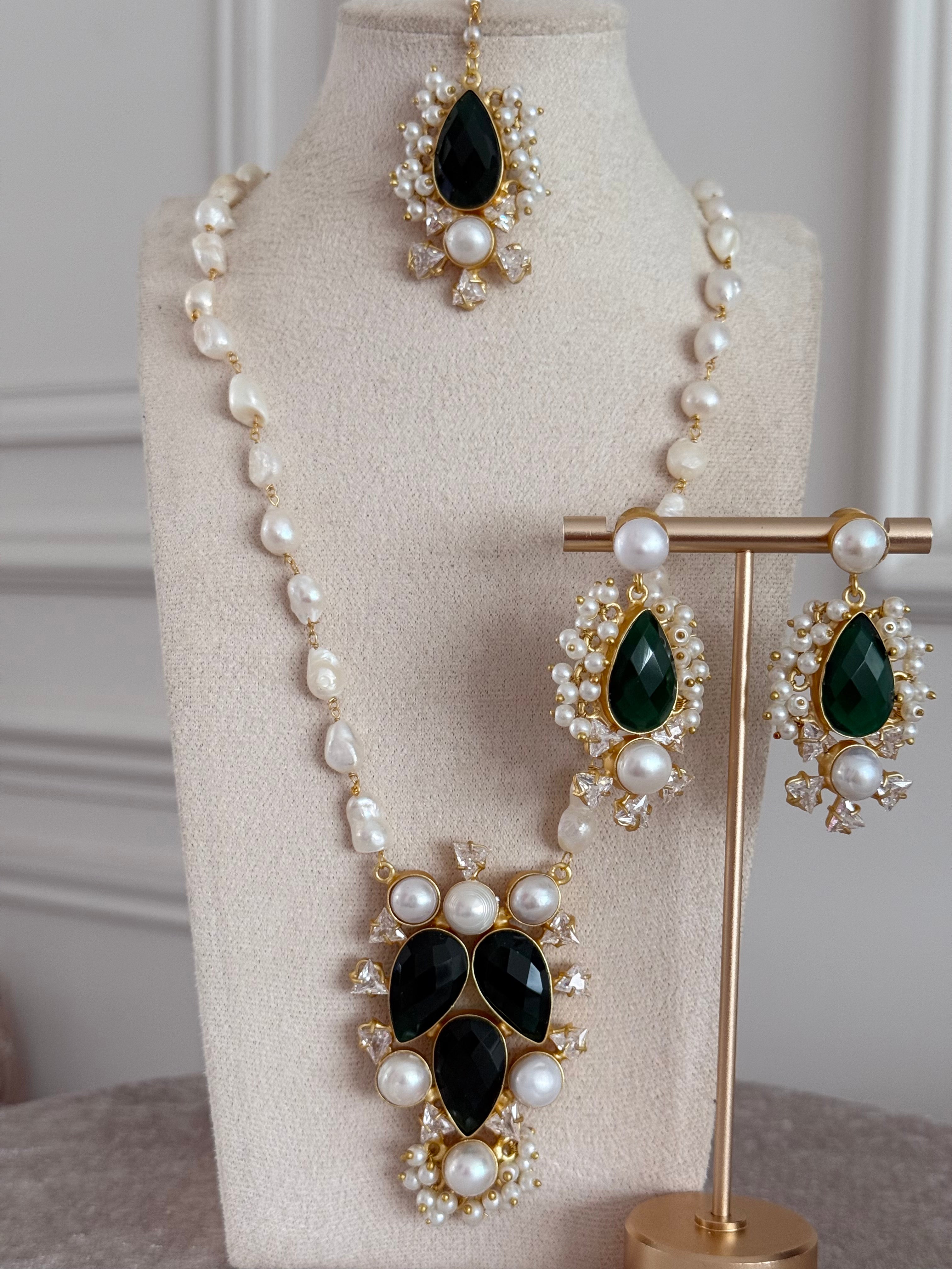 Haaniya Green Mala Set