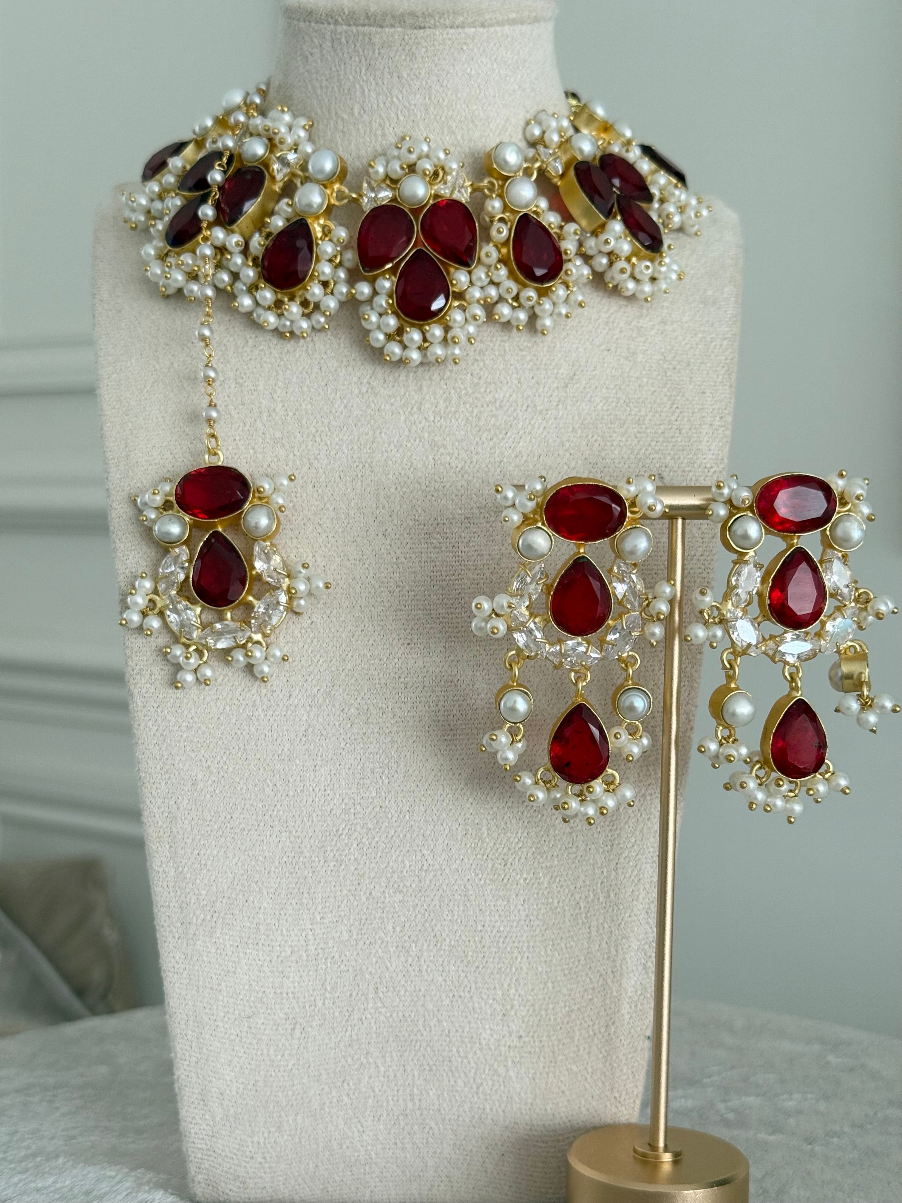Madiha ruby necklace set