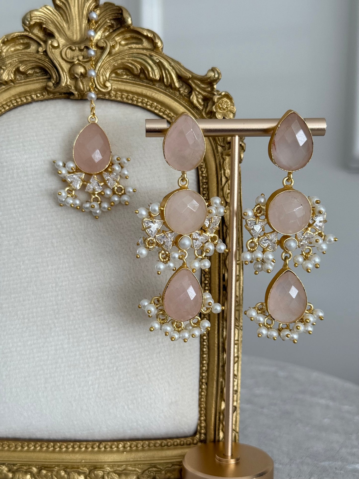 Maysa Rose Quartz Tikka Set