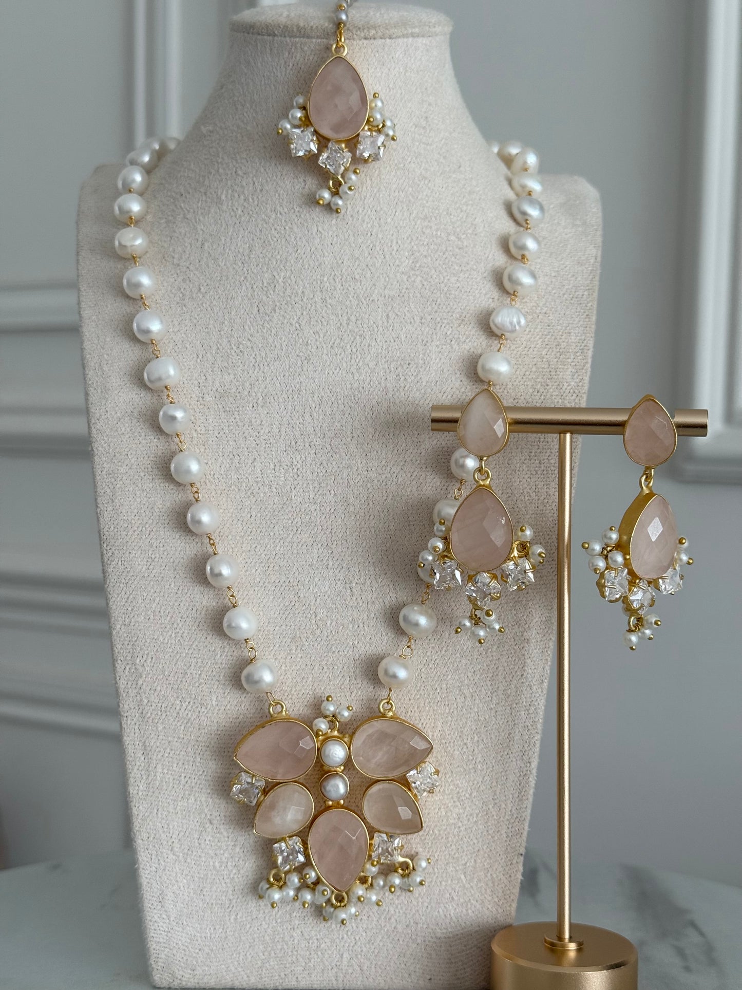 Mina rose quartz mala set
