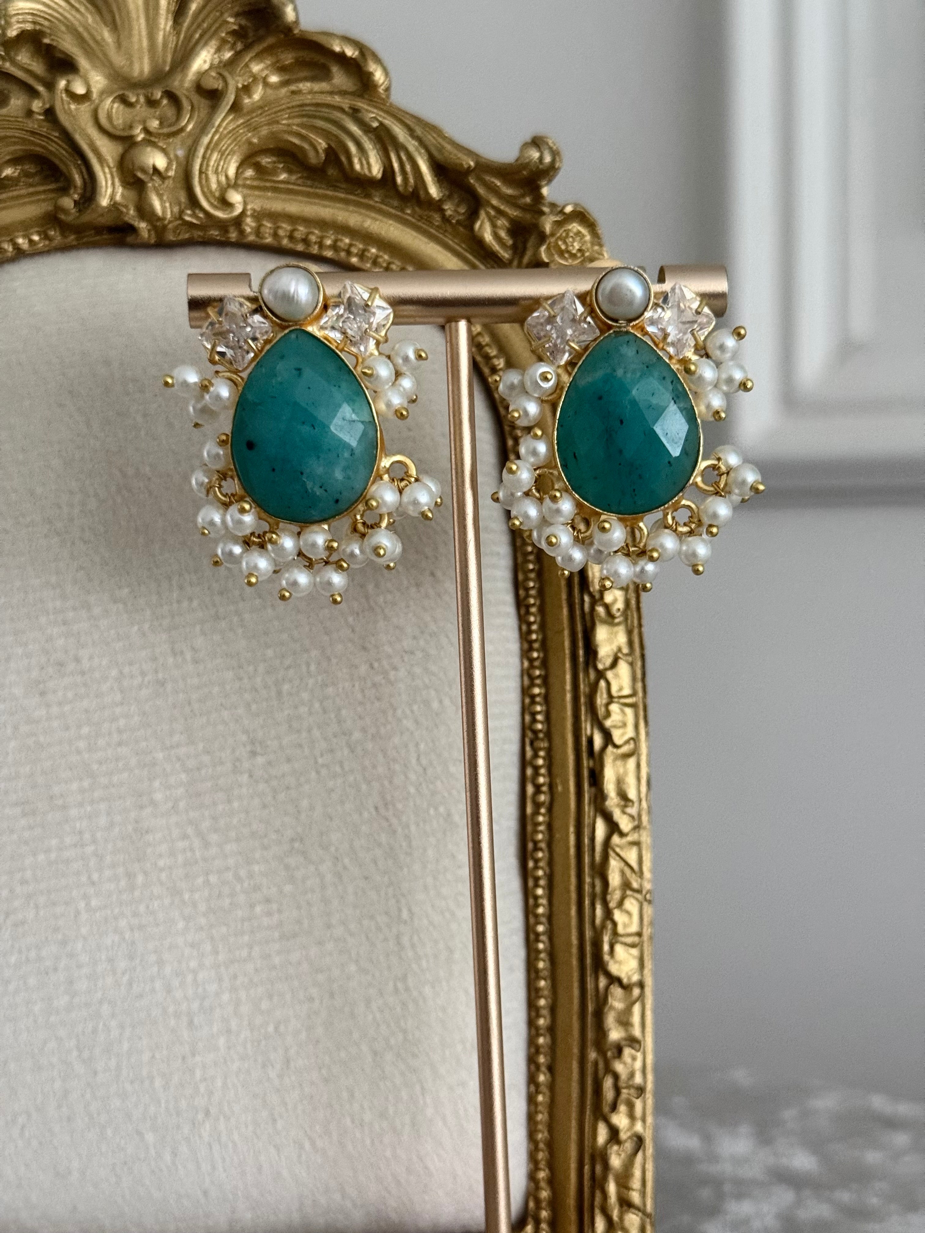 Roza Jade Stud Earrings