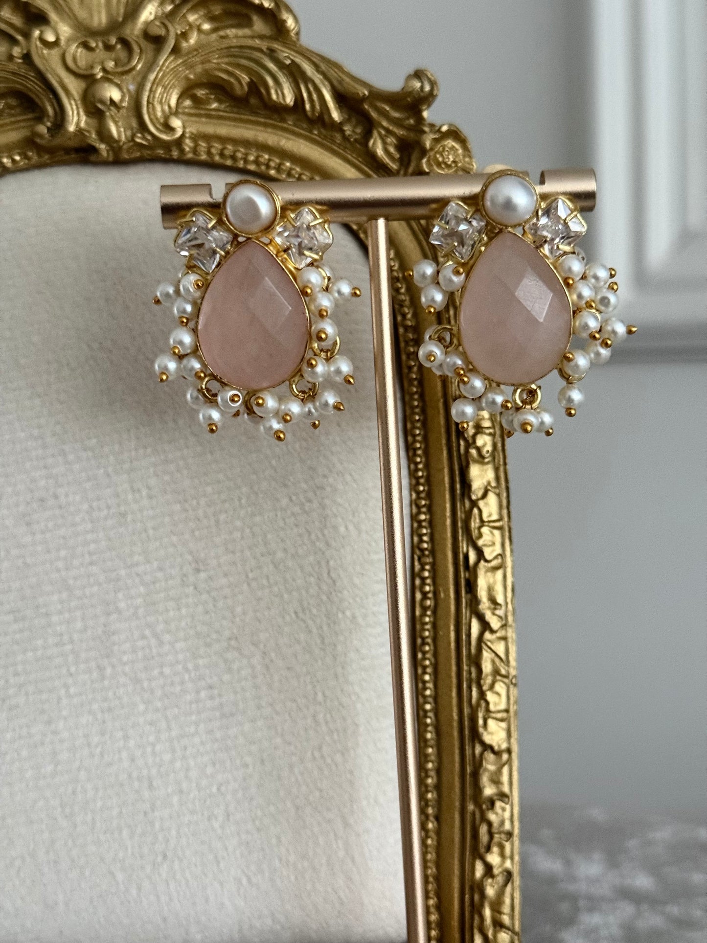 Roza Rose Quartz Stud Earrings