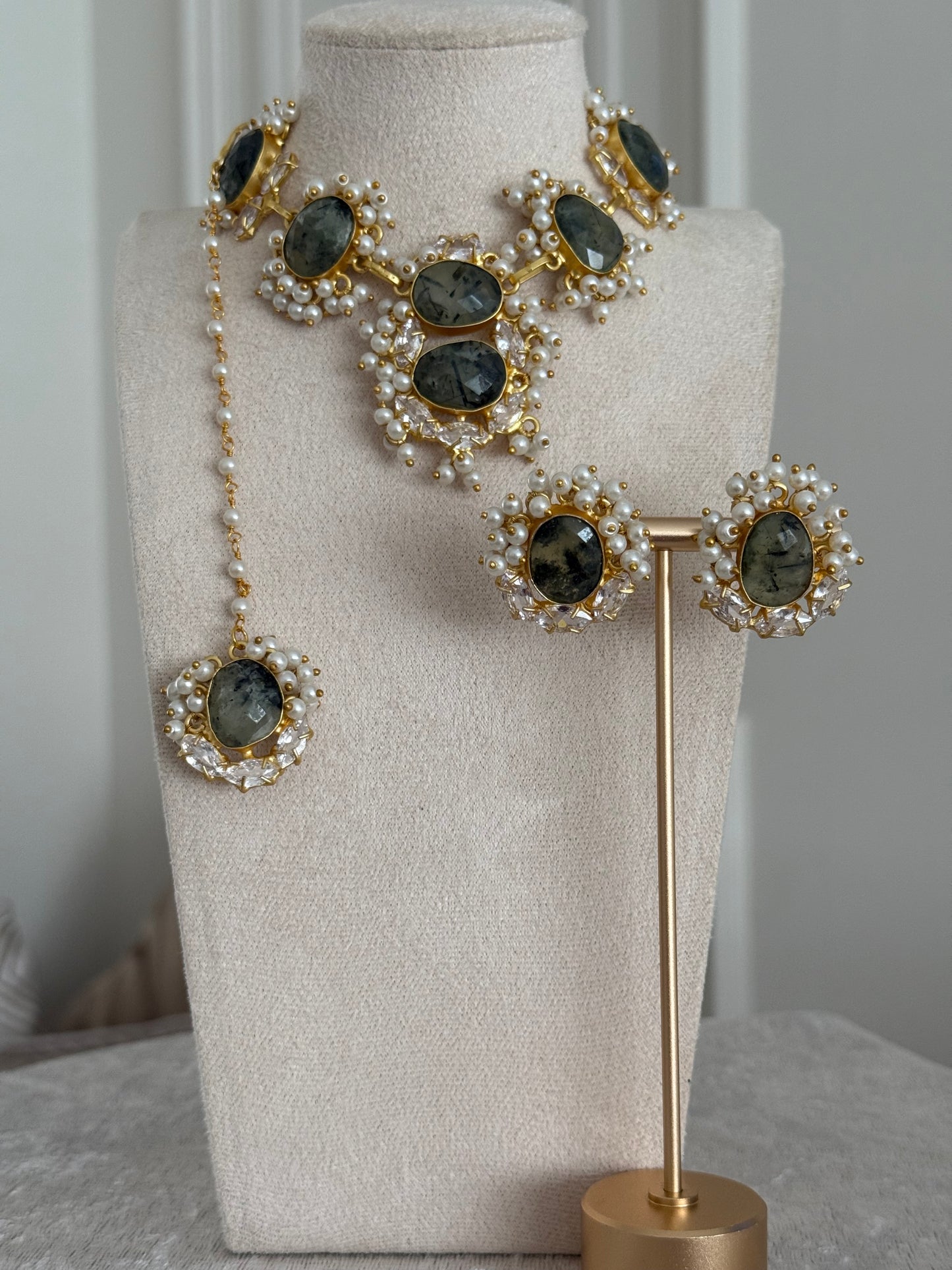 Ameena khaki necklace set