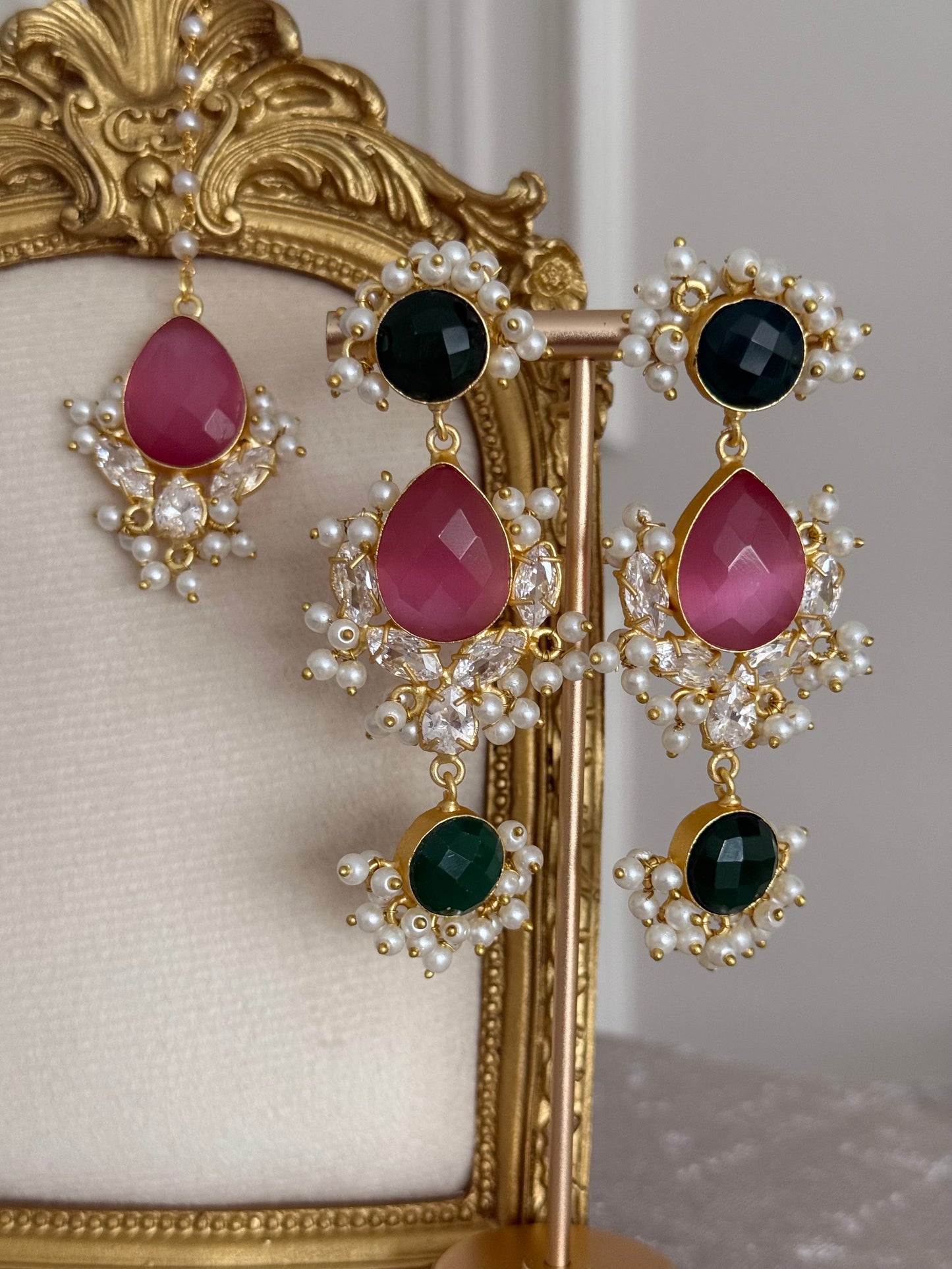 Ameena Pink & Green Tikka Set
