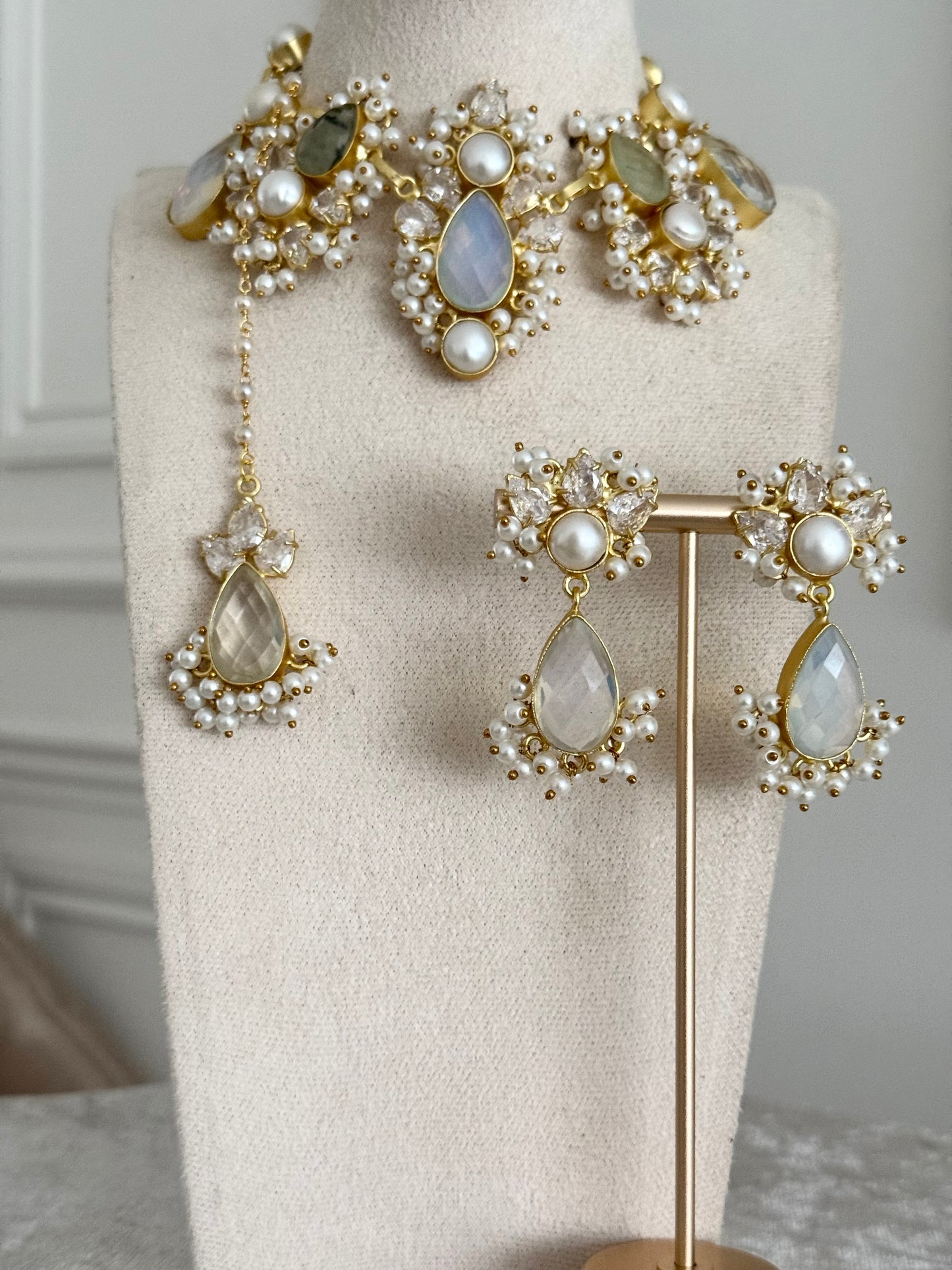 Celine Prehnite necklace set