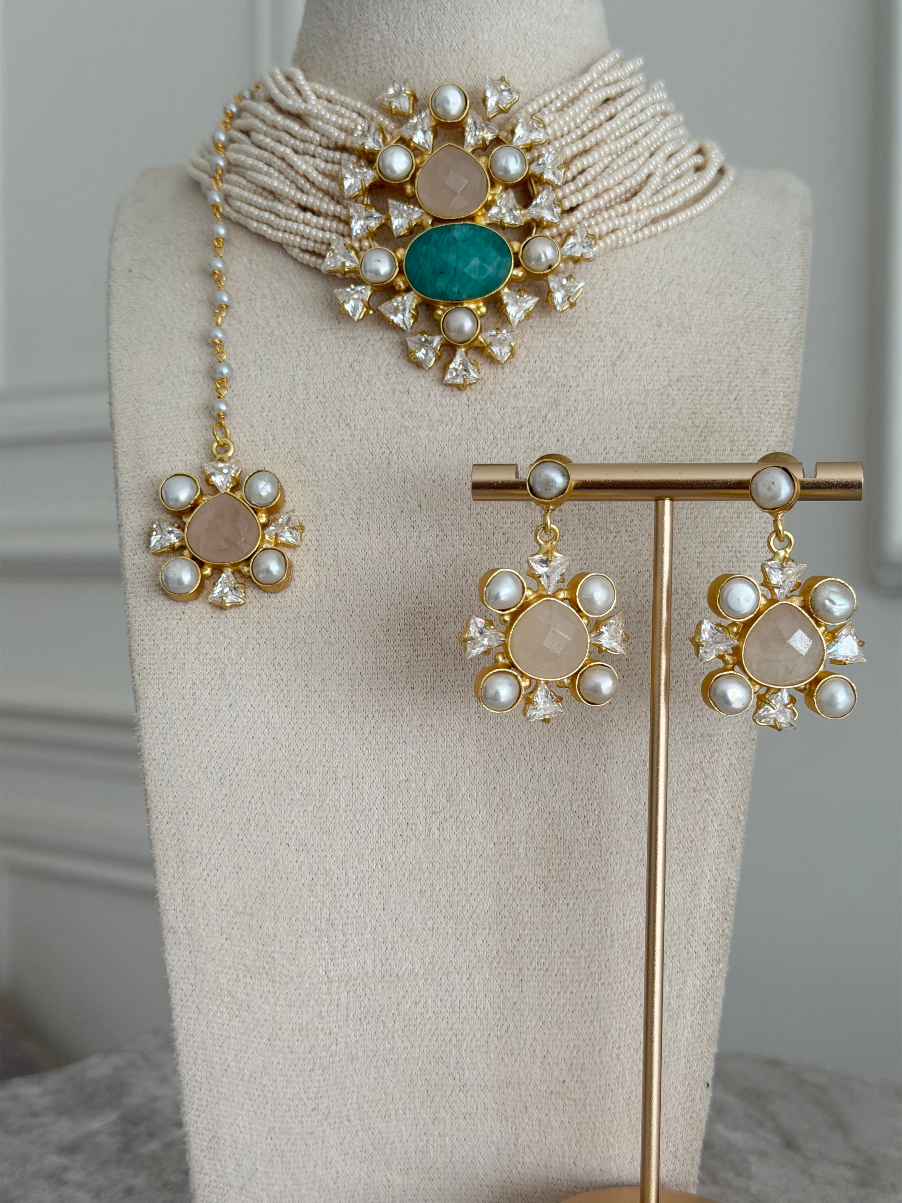 Haneen Teal Choker Set