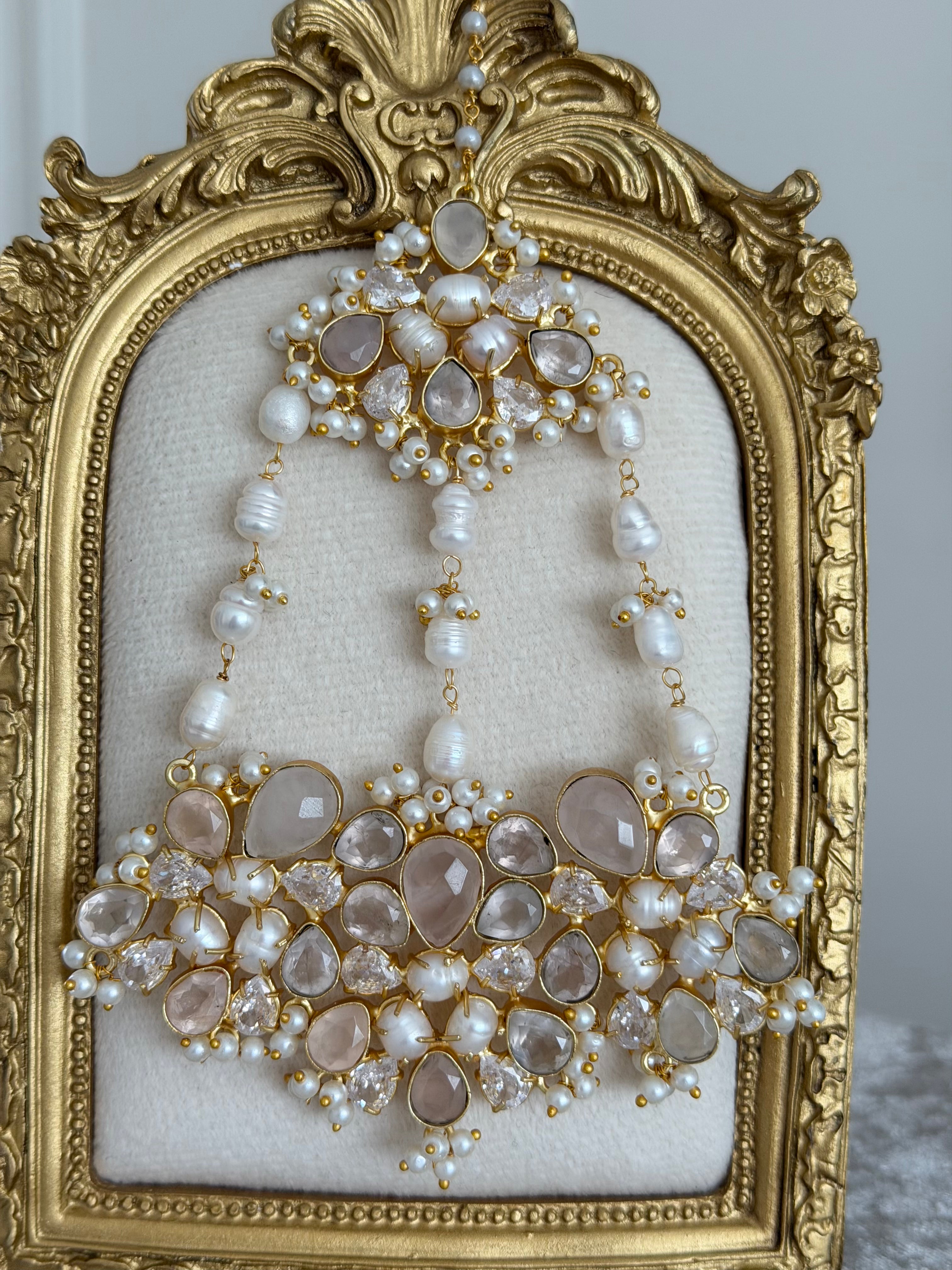 Inaaya Rose Quartz & Ivory Jhumar