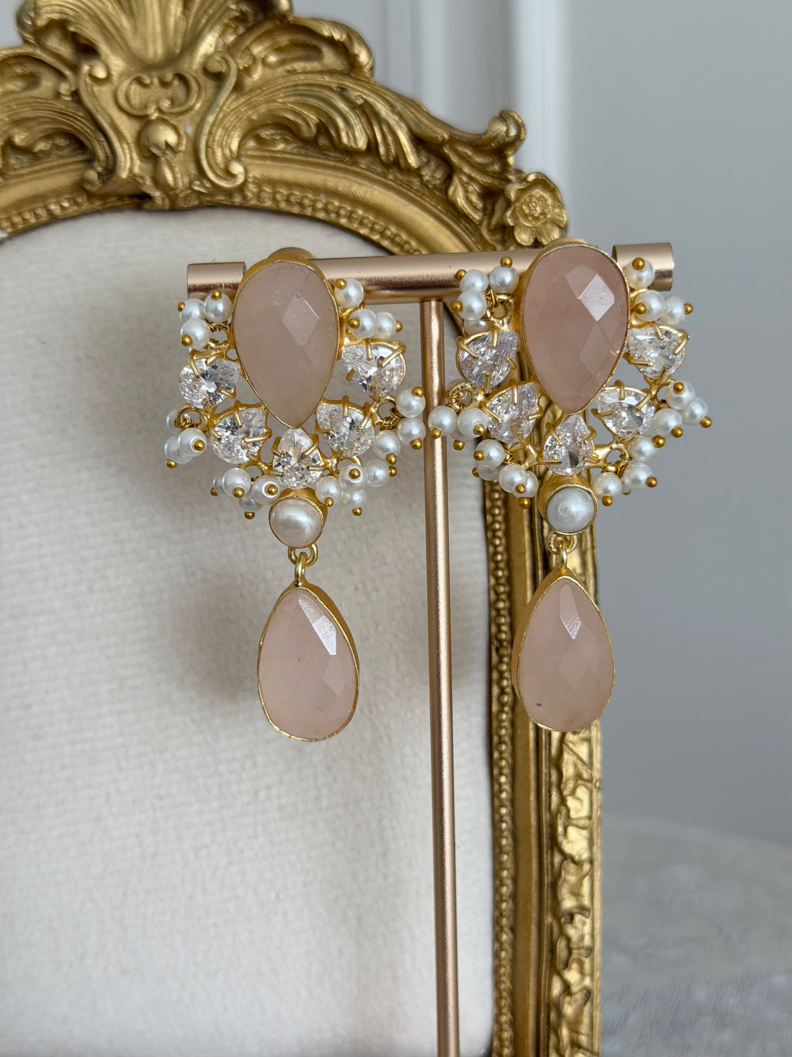 Emira Rose Quartz Earrings