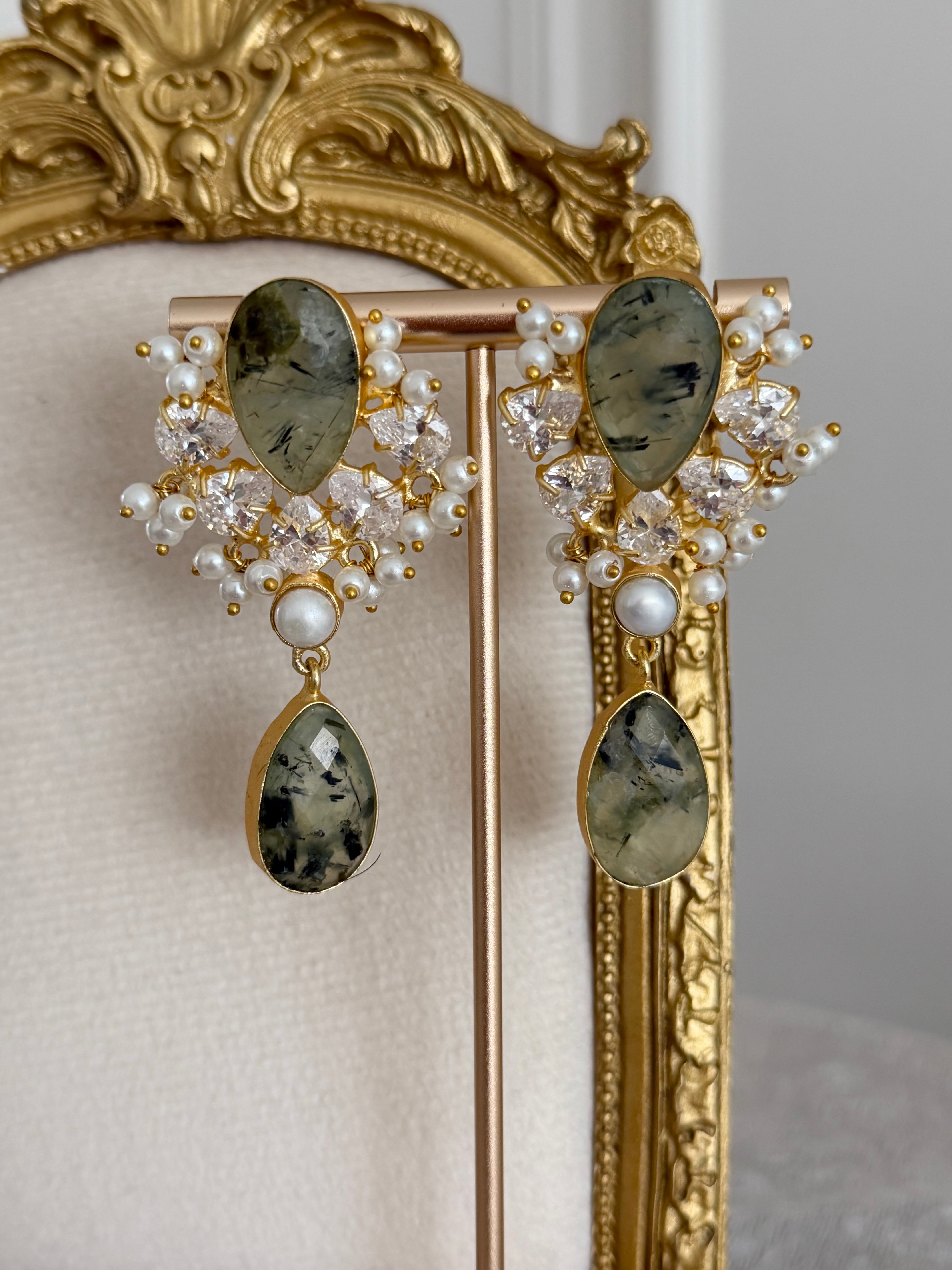Emira Prehnite Earrings