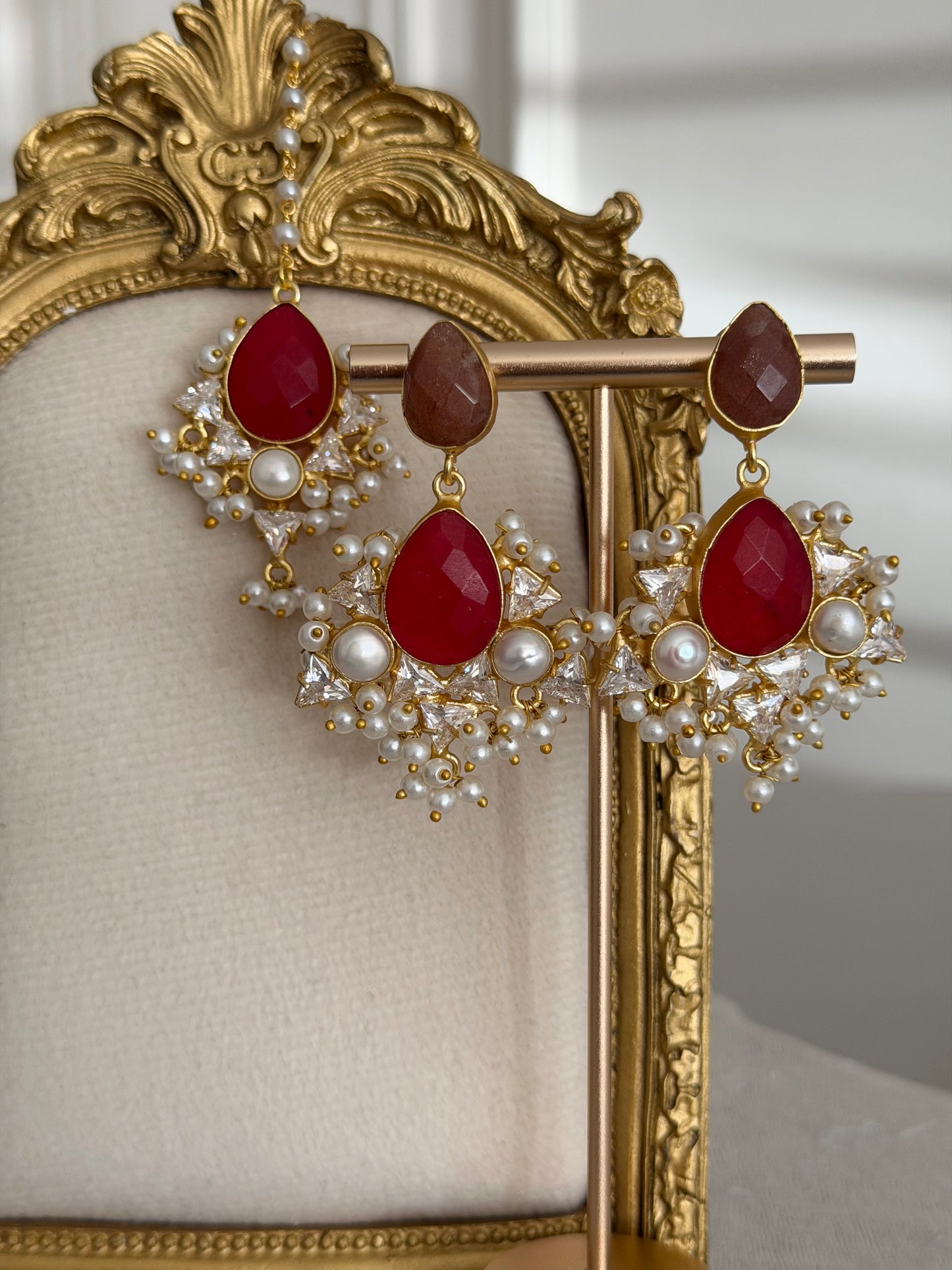 Esra Red & Brown Tikka Set