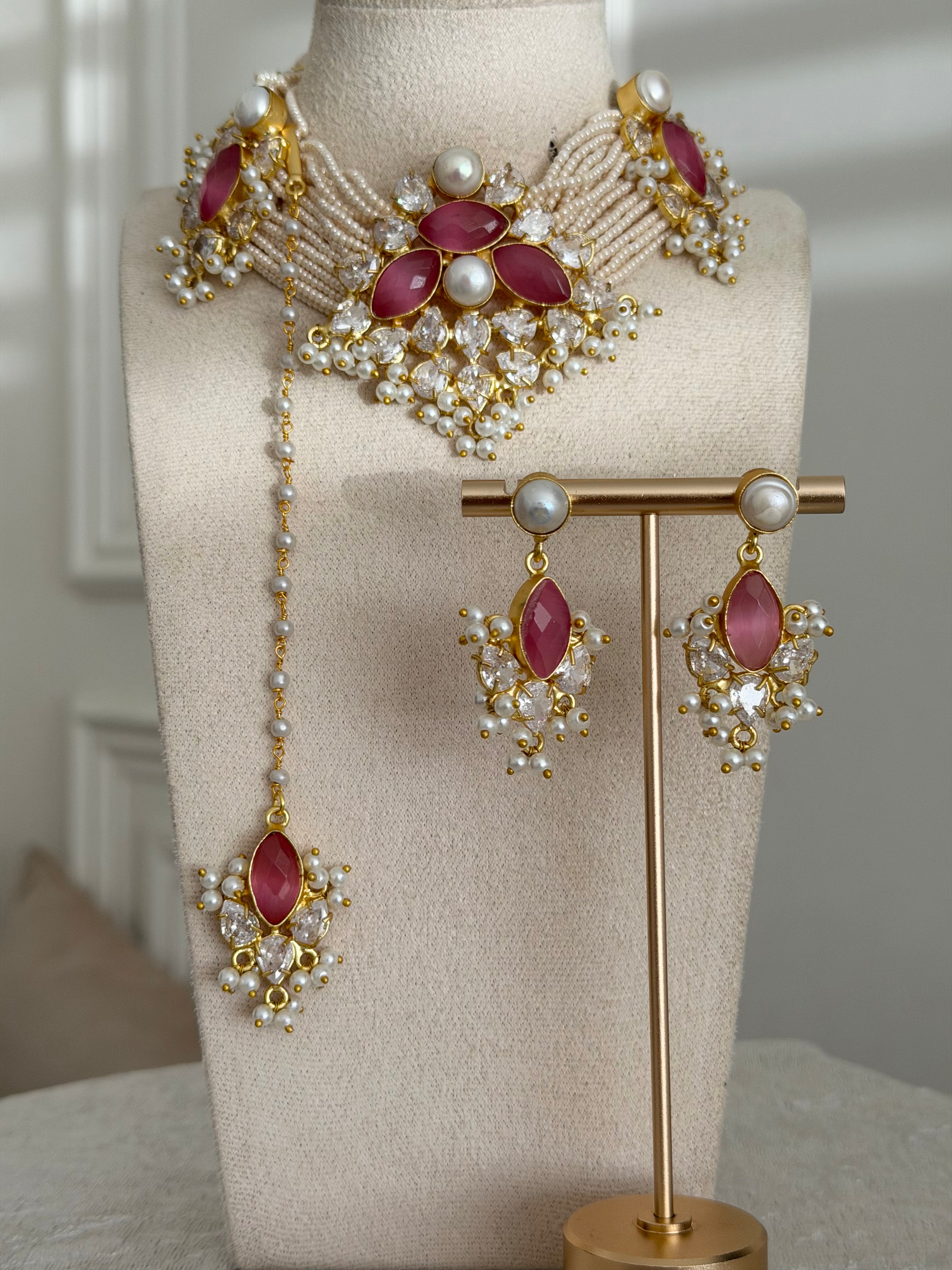 Zara Pink & Green Necklace Set