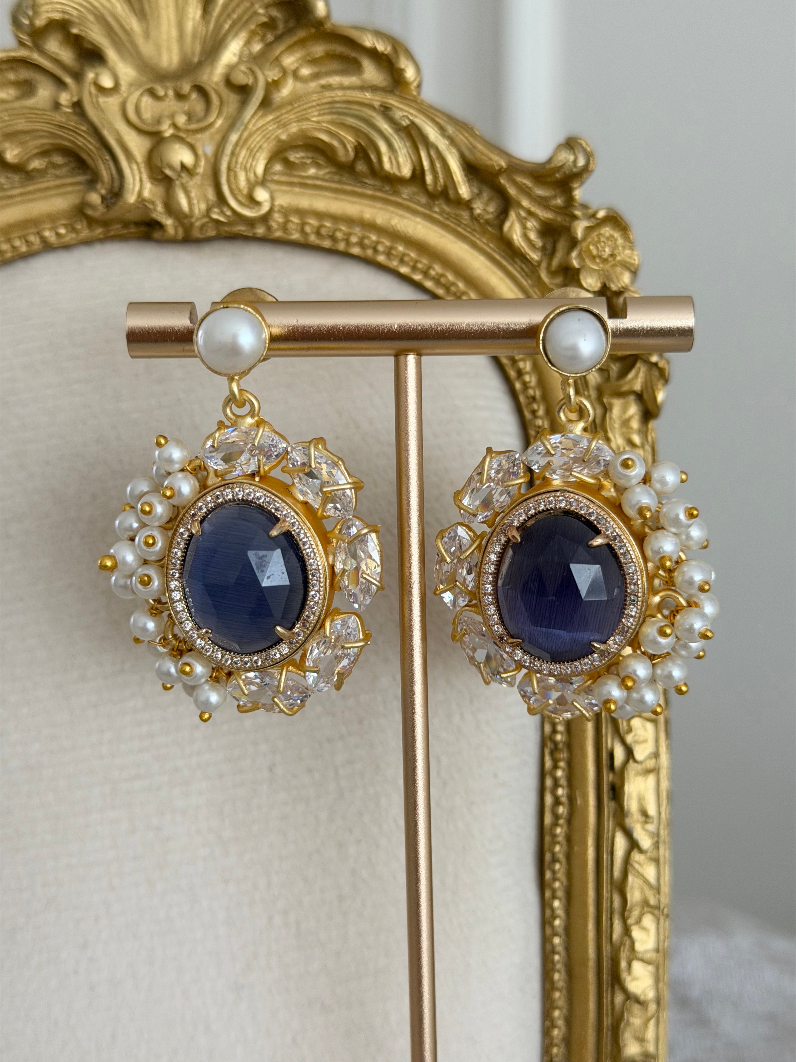 Aiyla Navy Blue Earrings