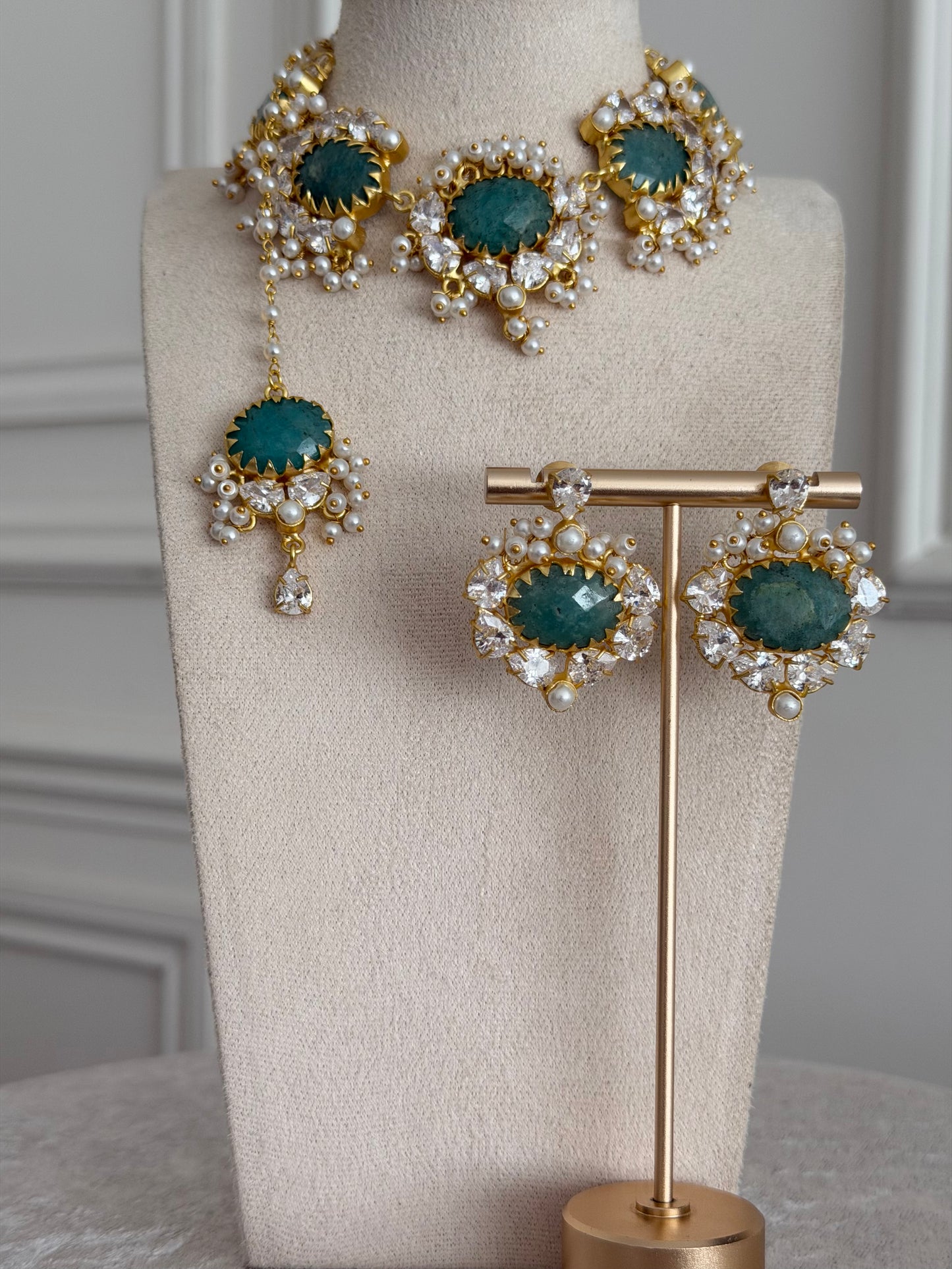 Mona Teal Blue Necklace Set