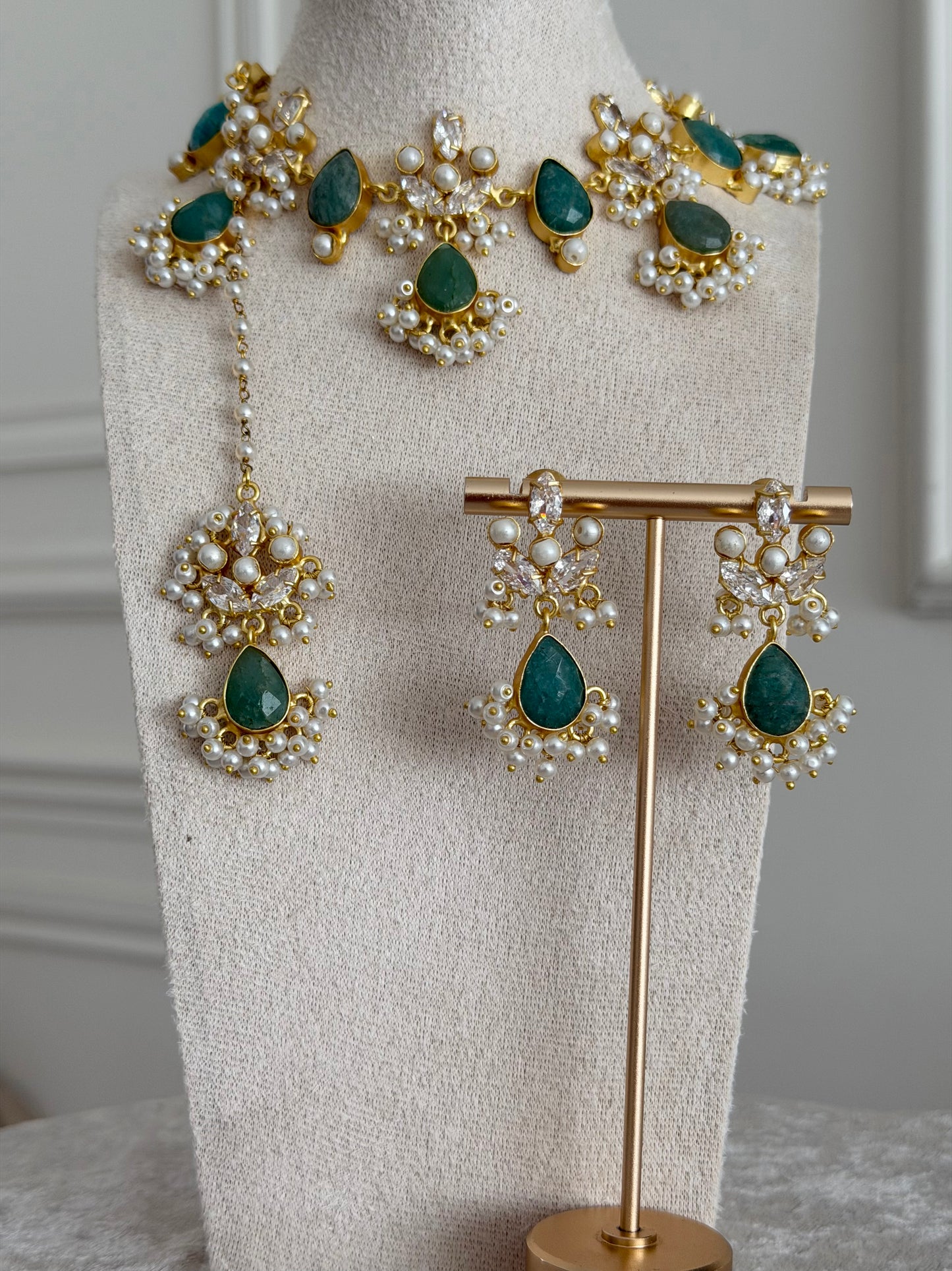 Liyana Teal Green Necklace Set