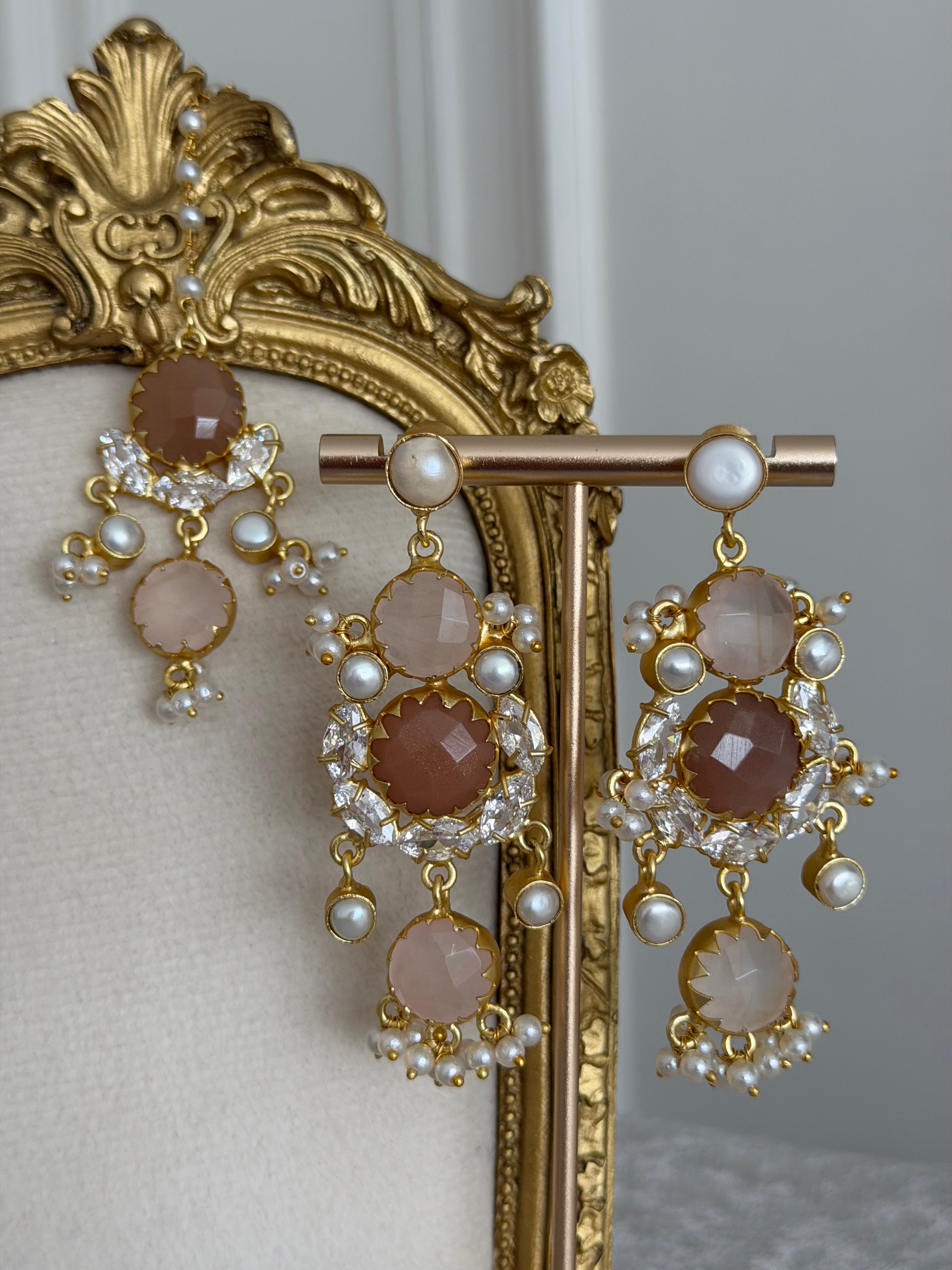 Maira Rose Quartz & Prehnite Tikka Set