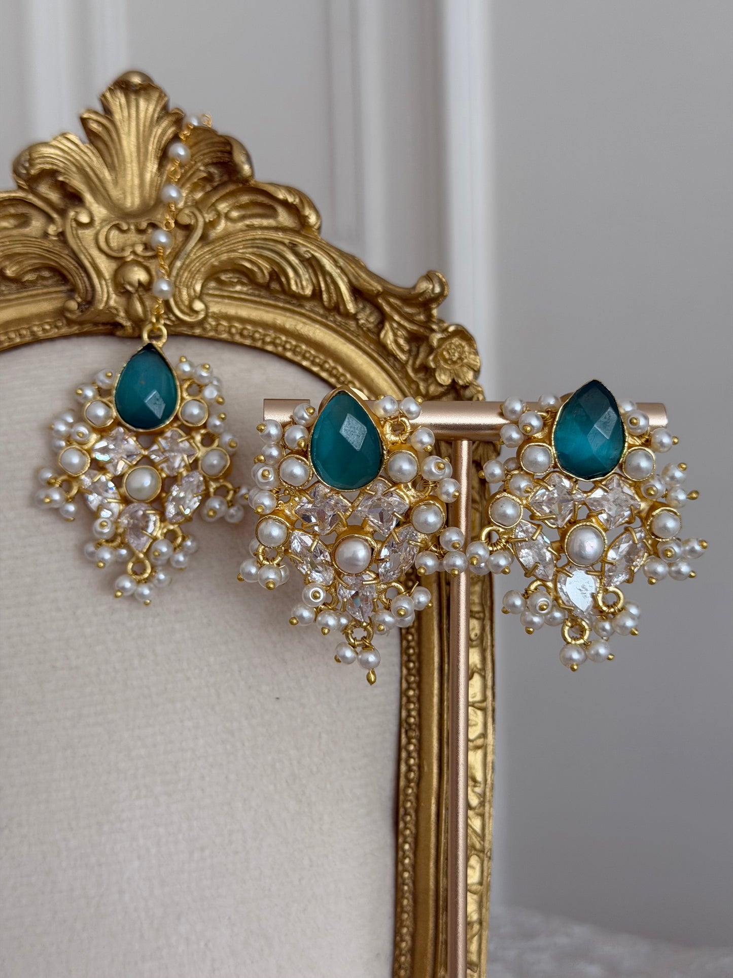 Rosa Teal Blue Tikka Set