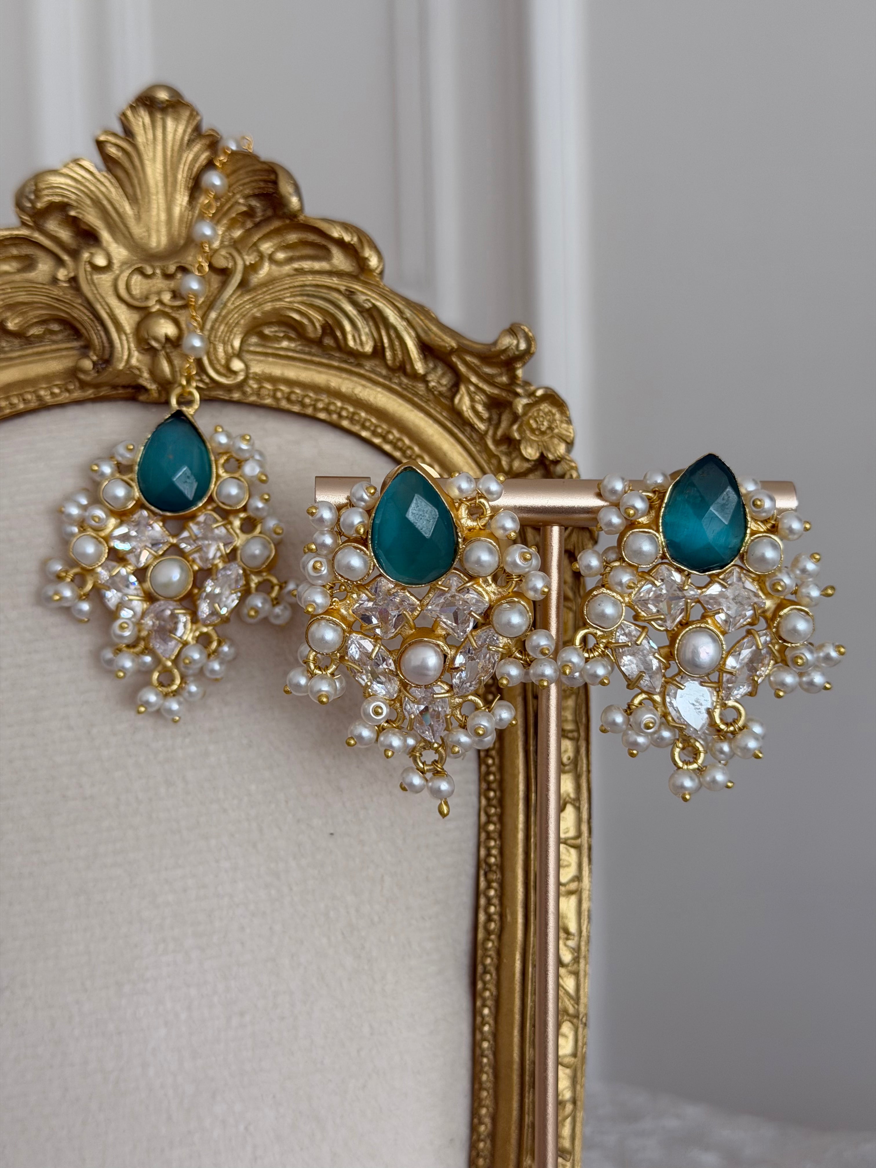 Rosa Teal Blue Tikka Set
