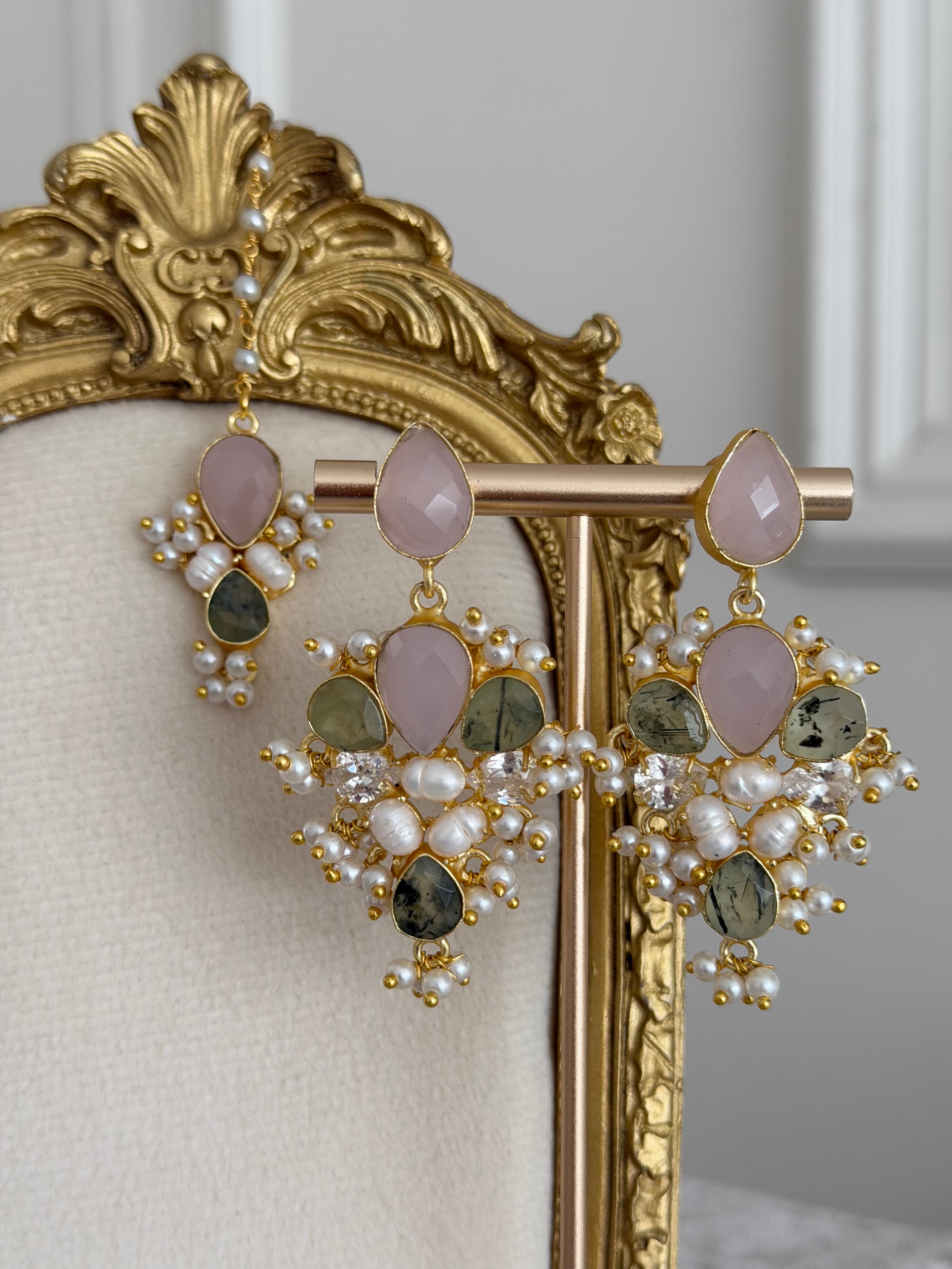 Zaria Pink & Prehnite Tikka Set