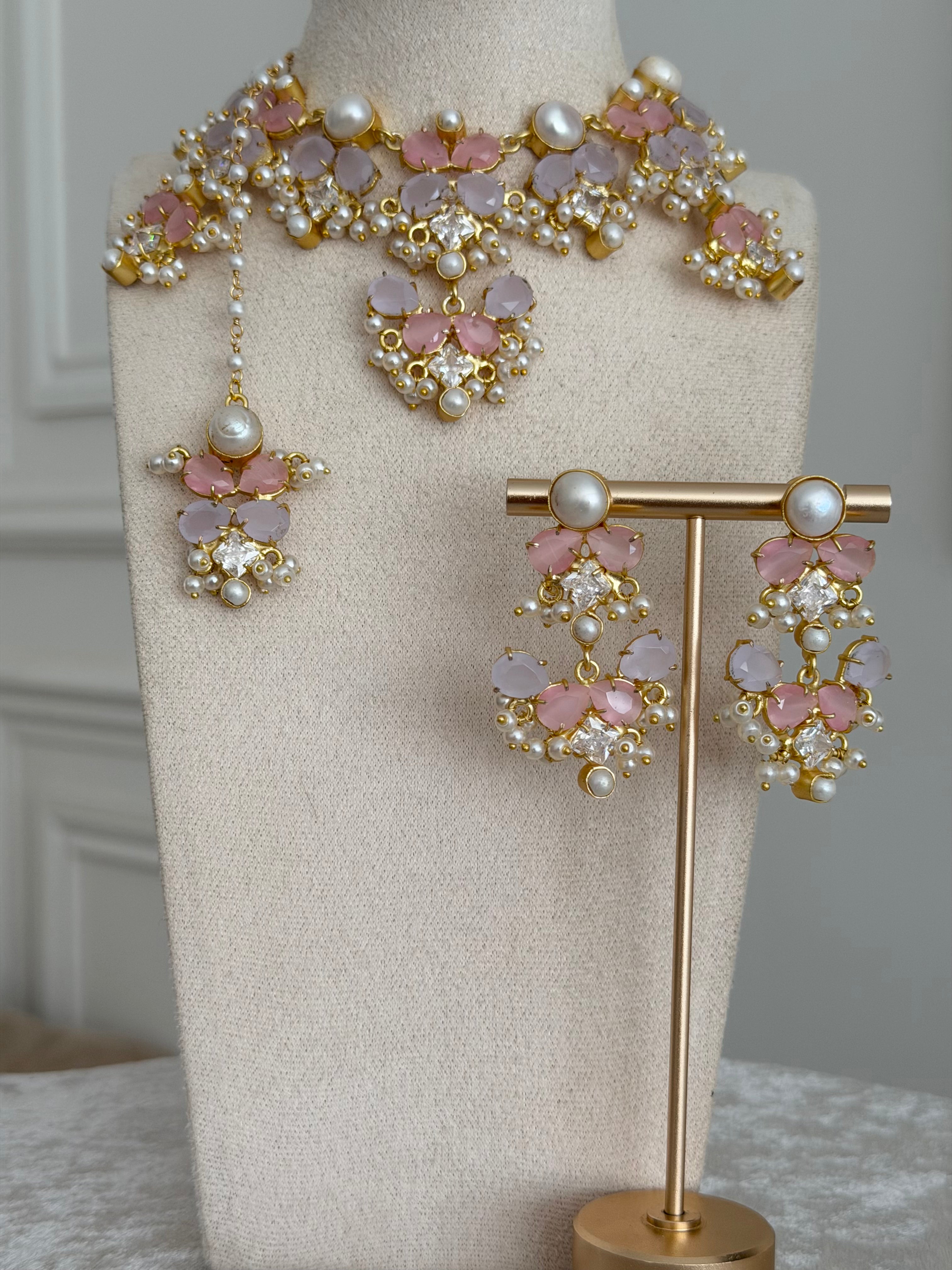 Zara Lilac & Pink Necklace Set