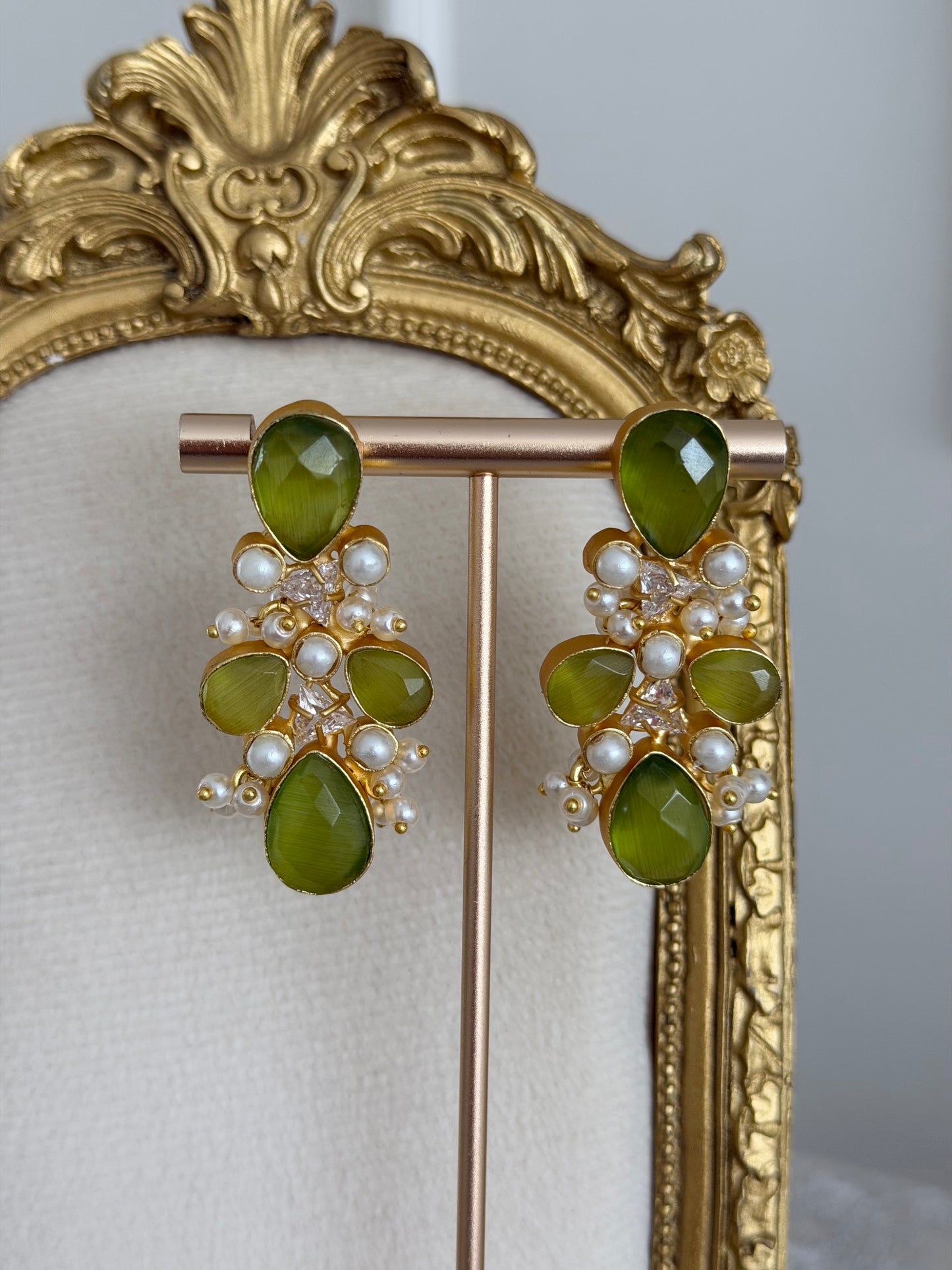Iman Olive Green Earrings