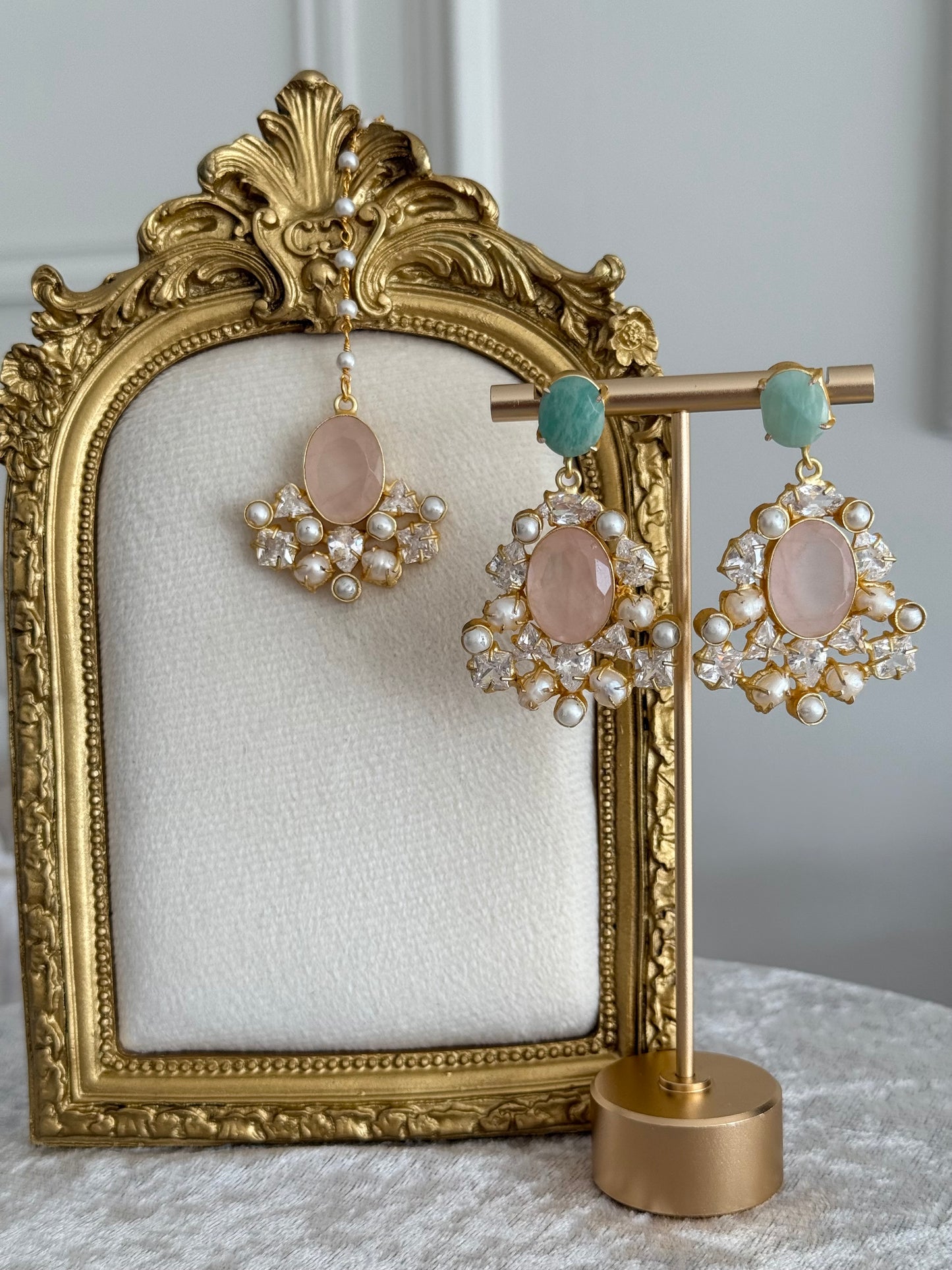 Luna Rose Quartz & Blue Tikka Set