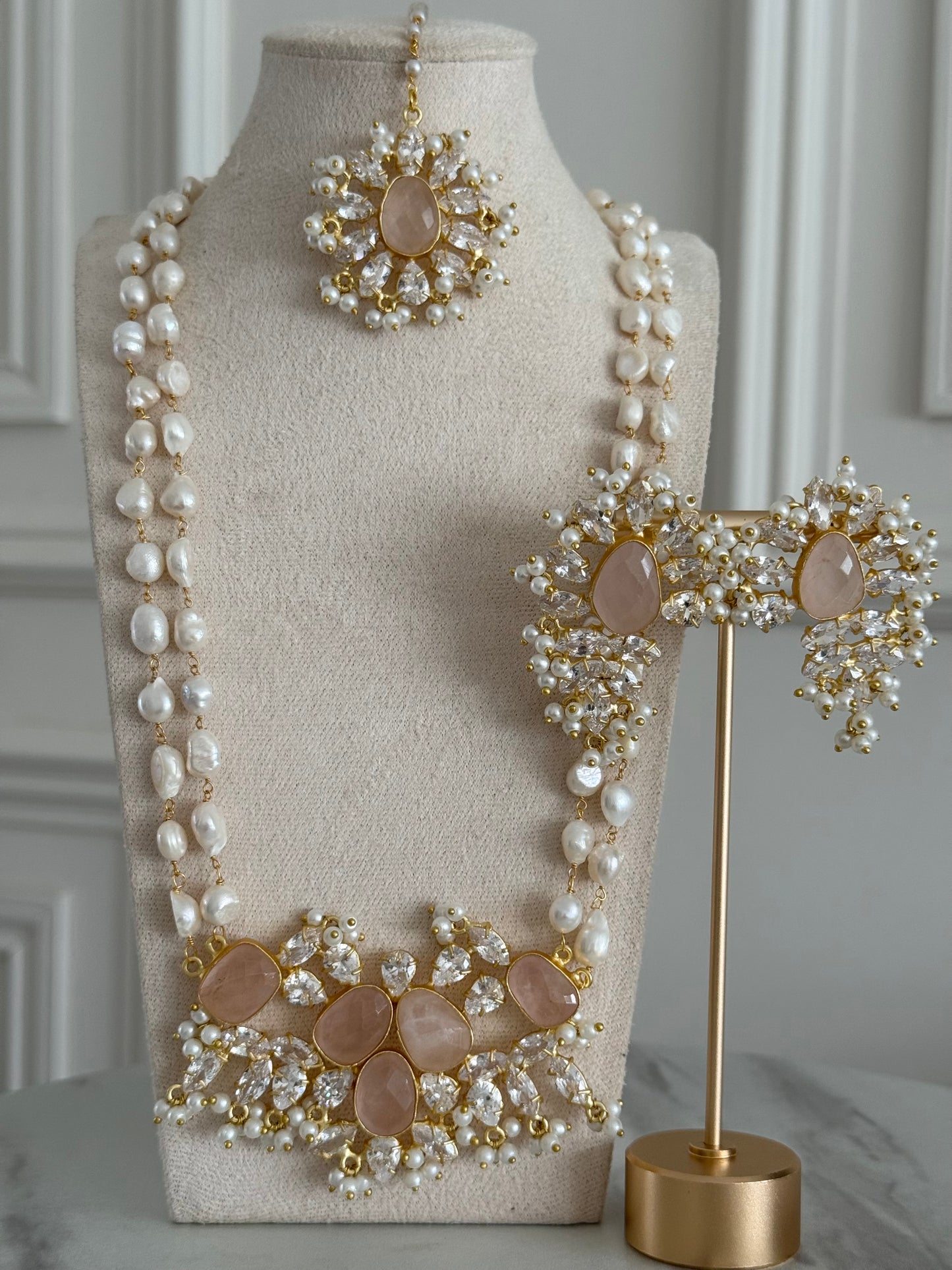 Miraal rose quartz mala set